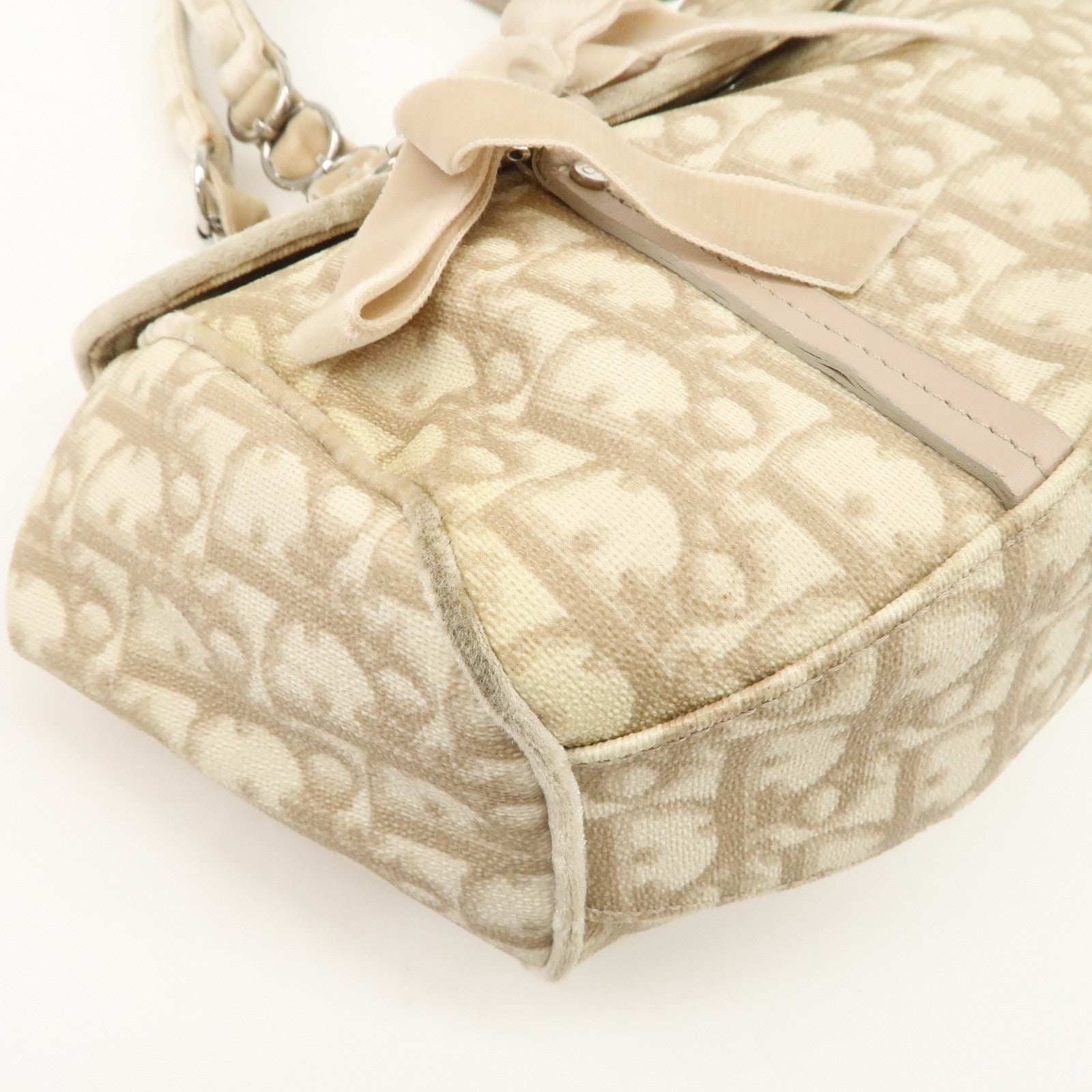 Christian Dior Romantic Trotter PVC Leather Shoulder Bag Hand Bag Beige