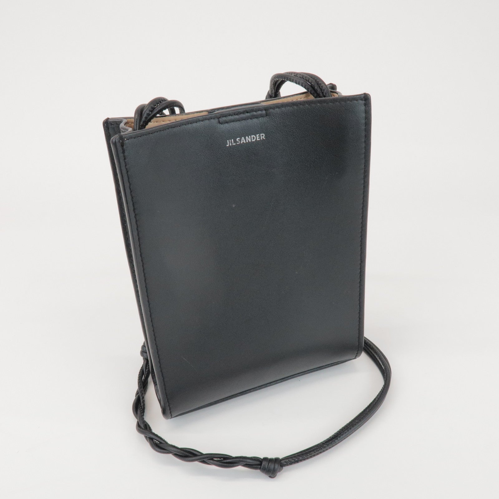 JIL SANDER Tangle Leather Shoulder Bag Crossbody Bag Black