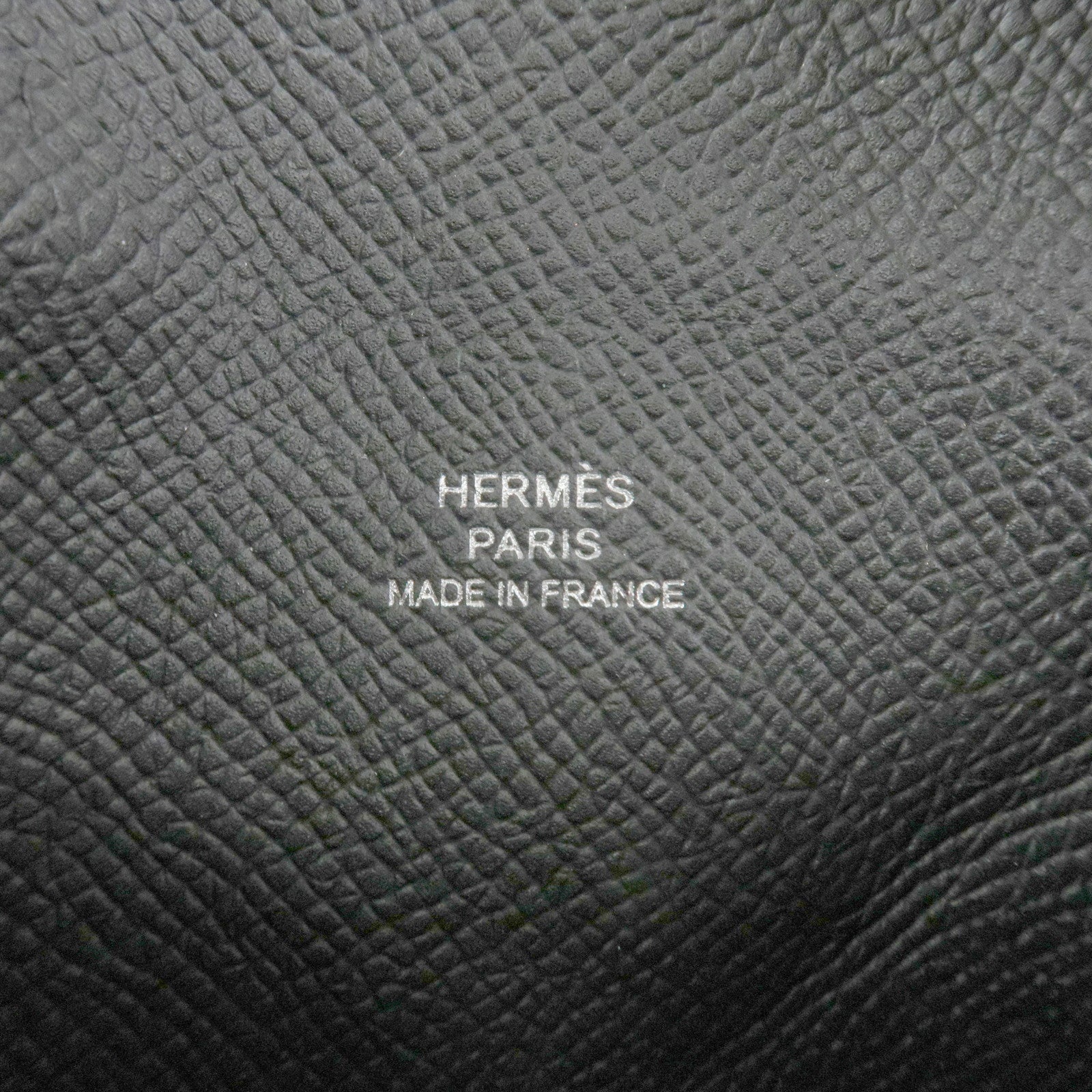 HERMES Epsom Leather CALVI Card Case Noir Black Used