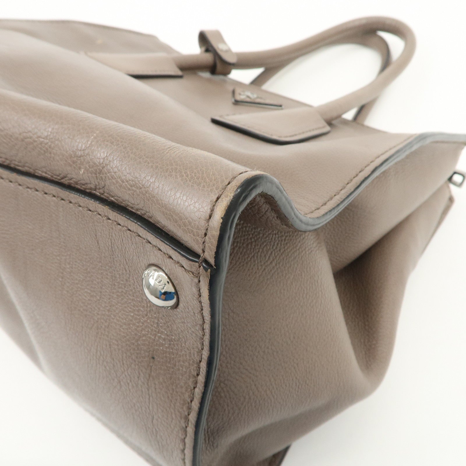 PRADA Triangle Logo 2Way Bag Hand Bag Shoulder Bag Gray BN2619