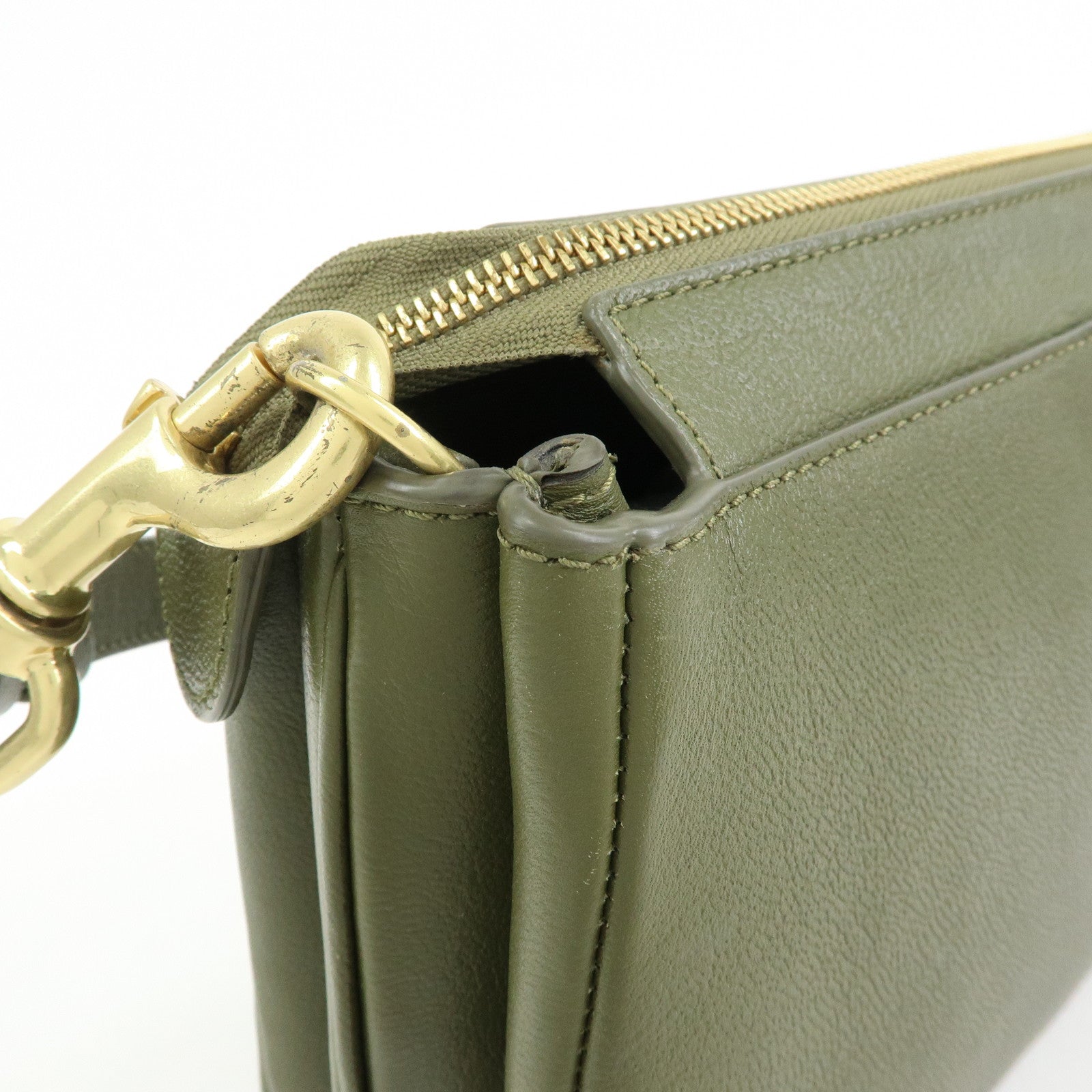 Chloe See by Chloe Phill Leather Shoulder Crossbody Bag Dark Green