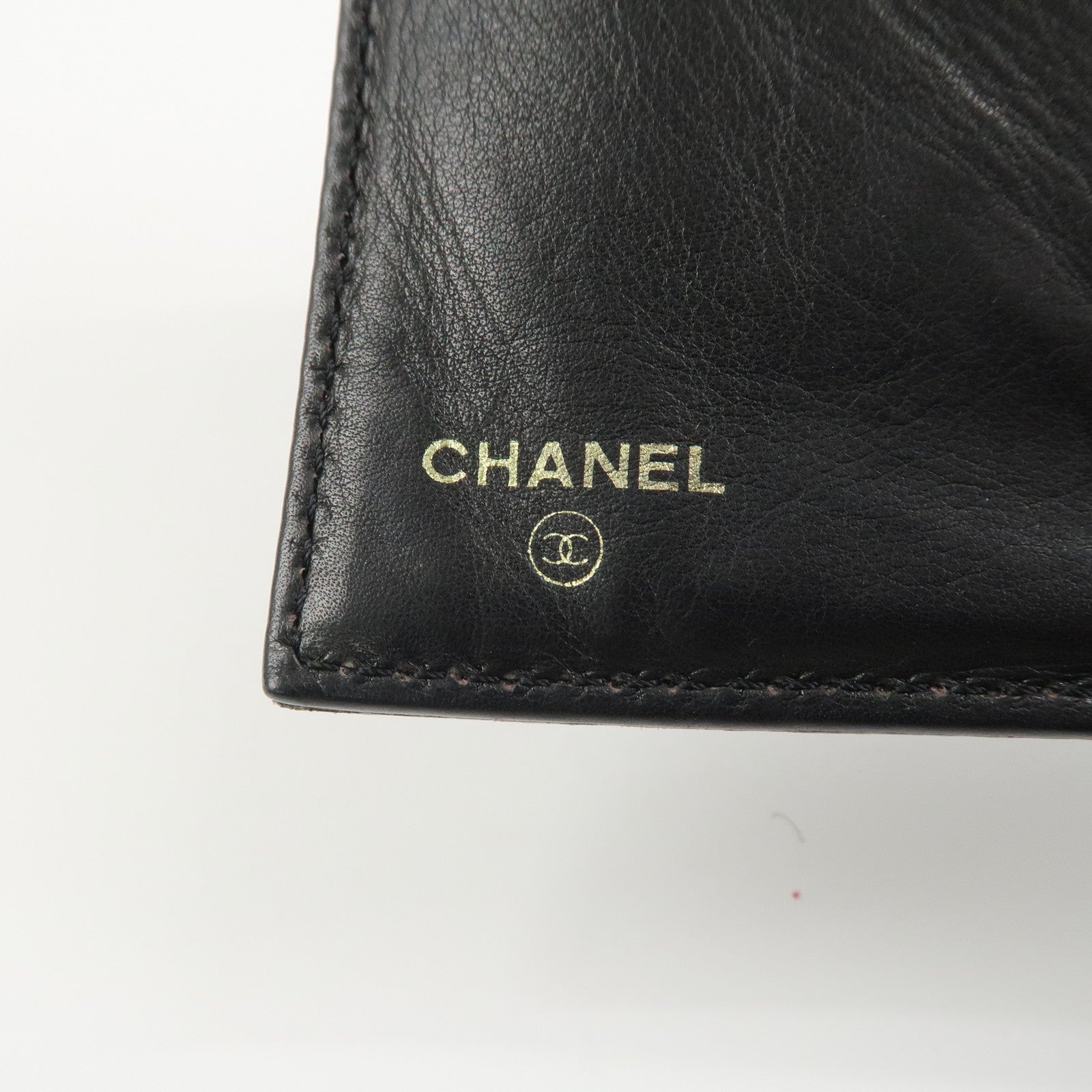 CHANEL COCO Mark Calf Leather Compact Wallet Black