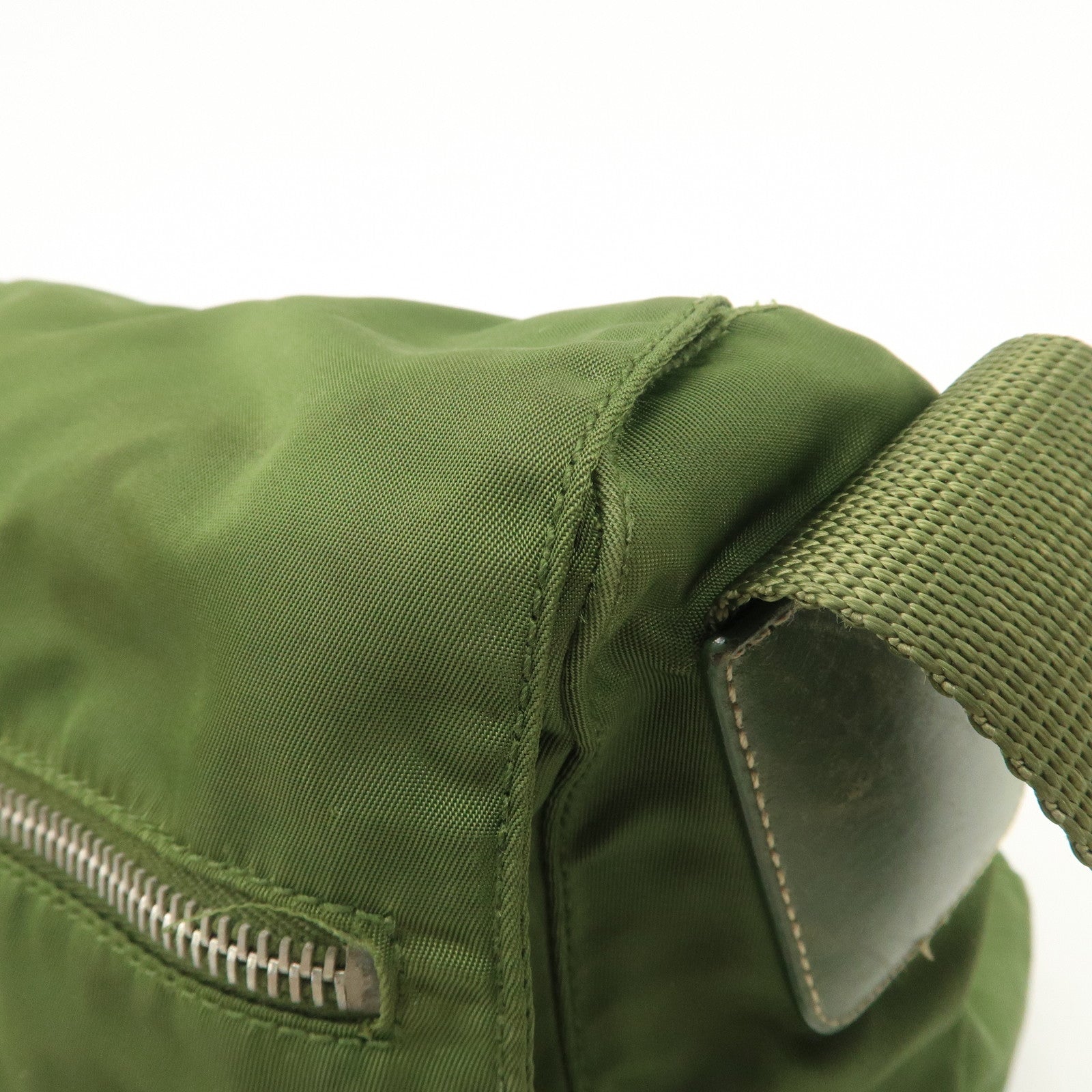 PRADA Triangle Logo Nylon Shoulder Bag Crossbody Bag Green Used