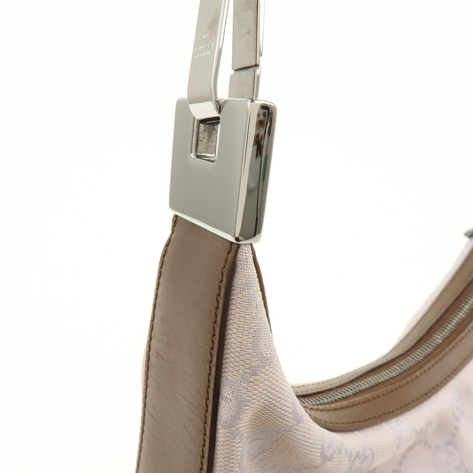 GUCCI GG Canvas Leather Shoulder Bag Hand Bag Purple Brown 01233