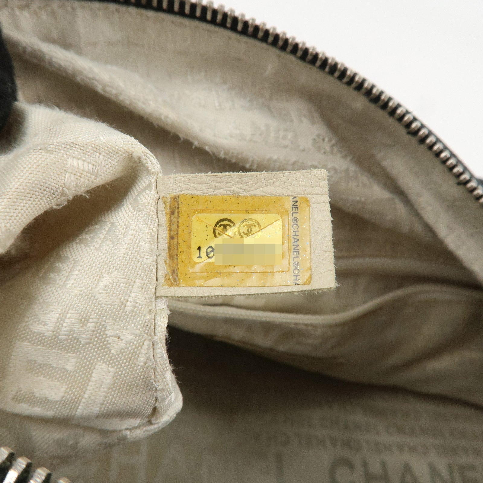 CHANEL COCO Mark Lamb Skin Tweed Shoulder Bag Hand Bag Black Silver HDW Used