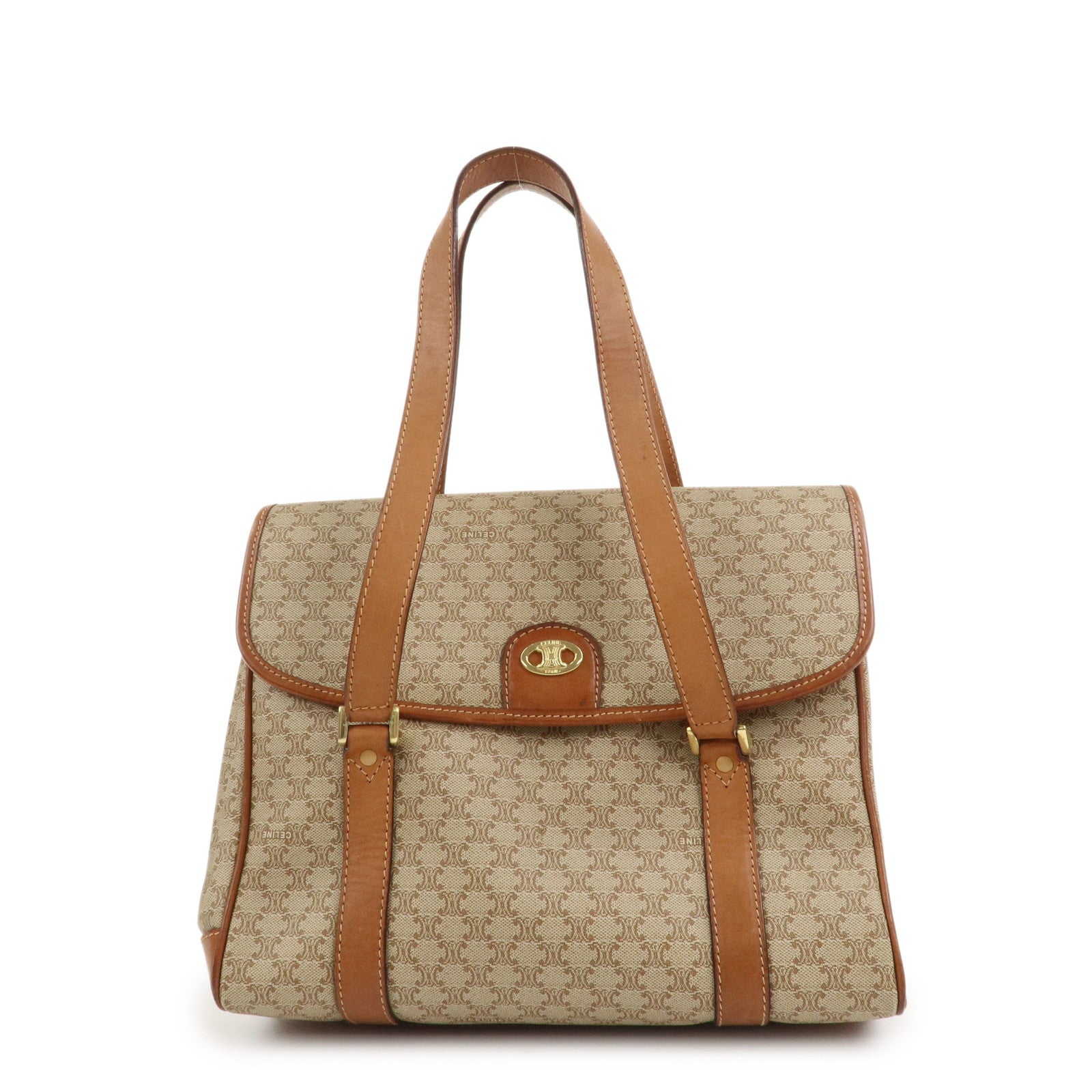 CELINE Macadam PVC Leather Hand Bag Shoulder Bag Brown