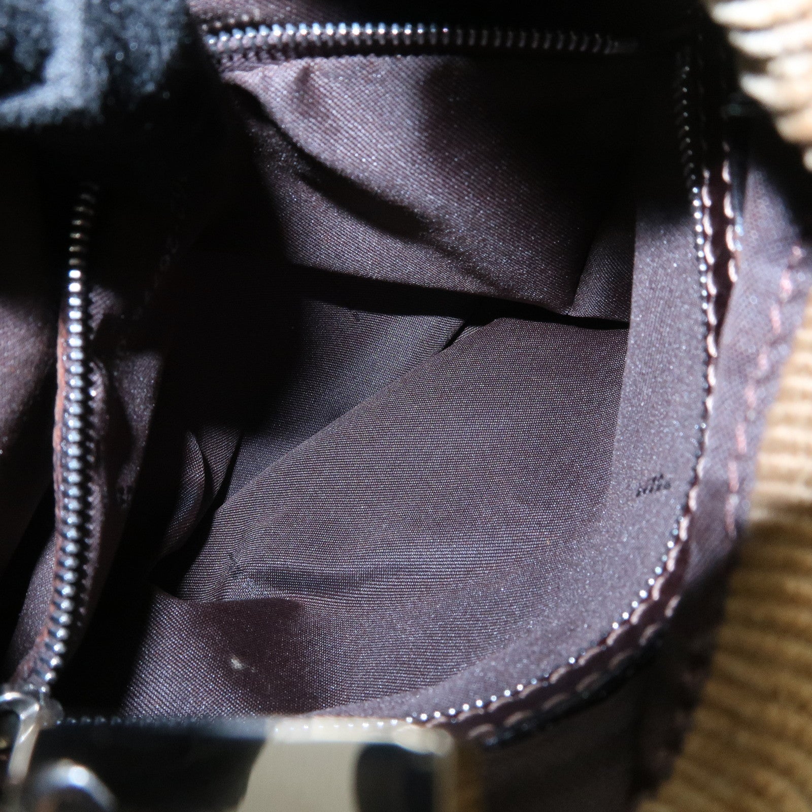 FENDI Corduroy Leather Shoulder Bag Hand Bag Brown 26778