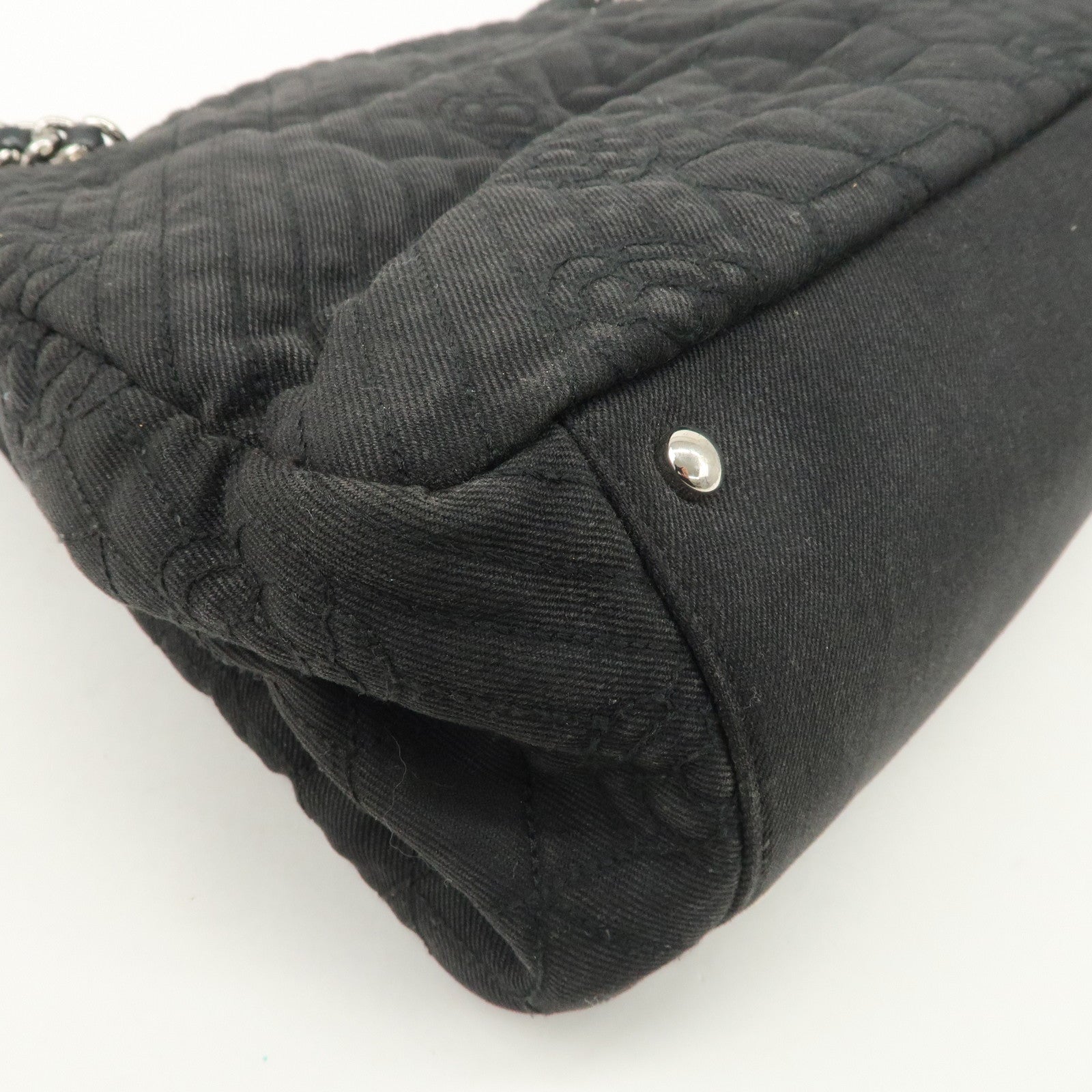 CHANEL Camelia Denim Chain Shoulder Bag Black A66903 Used