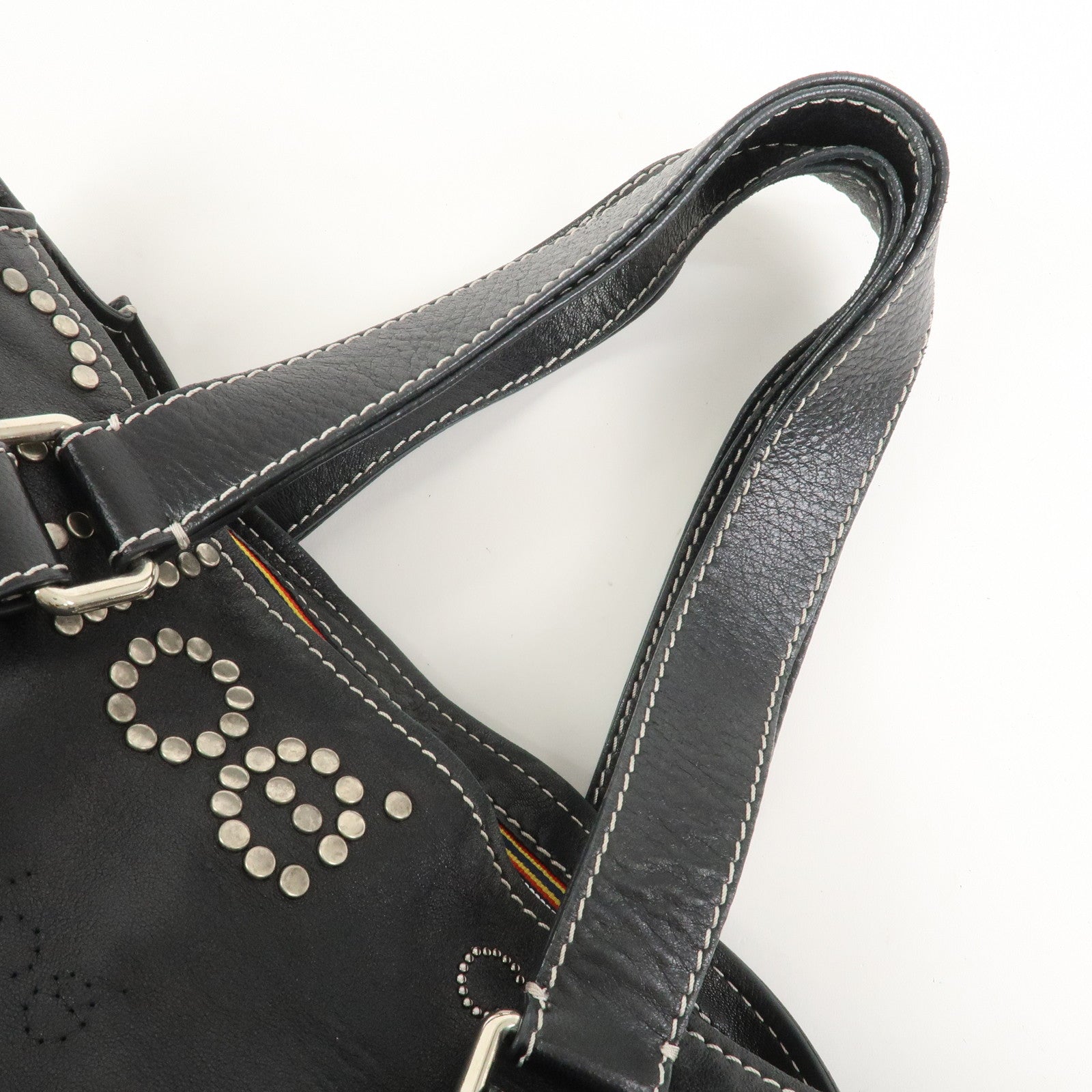 Chloe Patsy Leather Tote Bag Shoulder Bag Studs Black