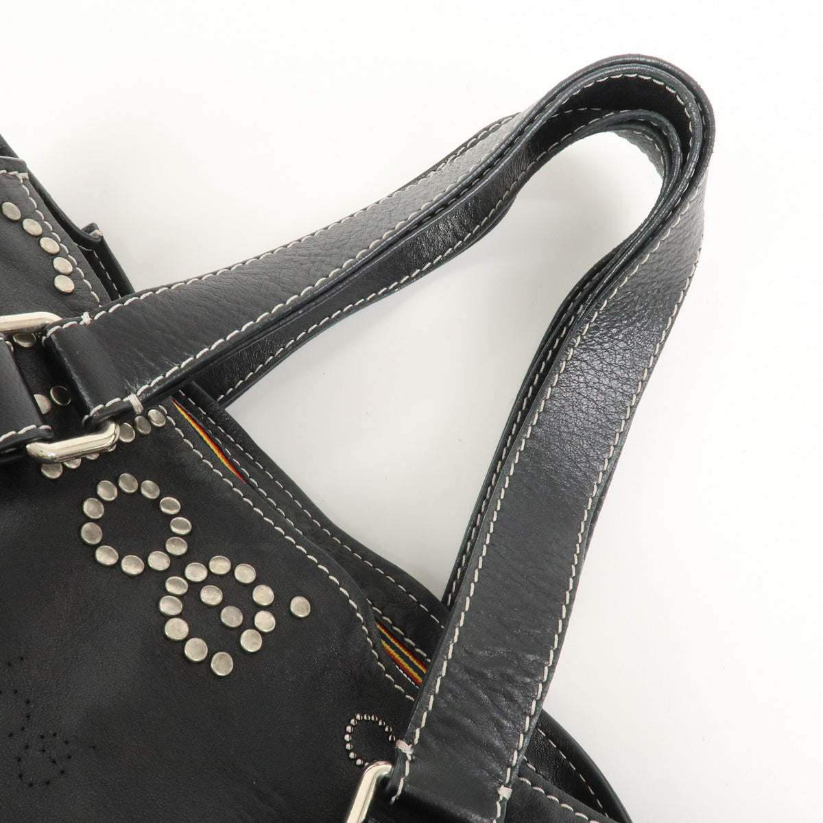 Chloe Patsy Leather Tote Bag Shoulder Bag Studs Black