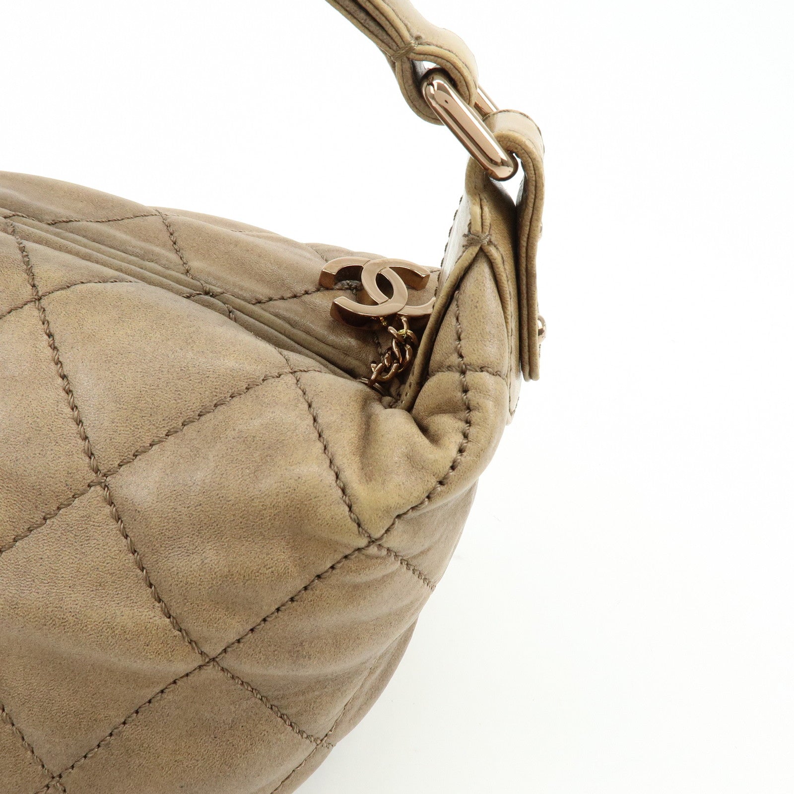 CHANEL Wild Stitch Lamb Skin Shoulder Bag Brown