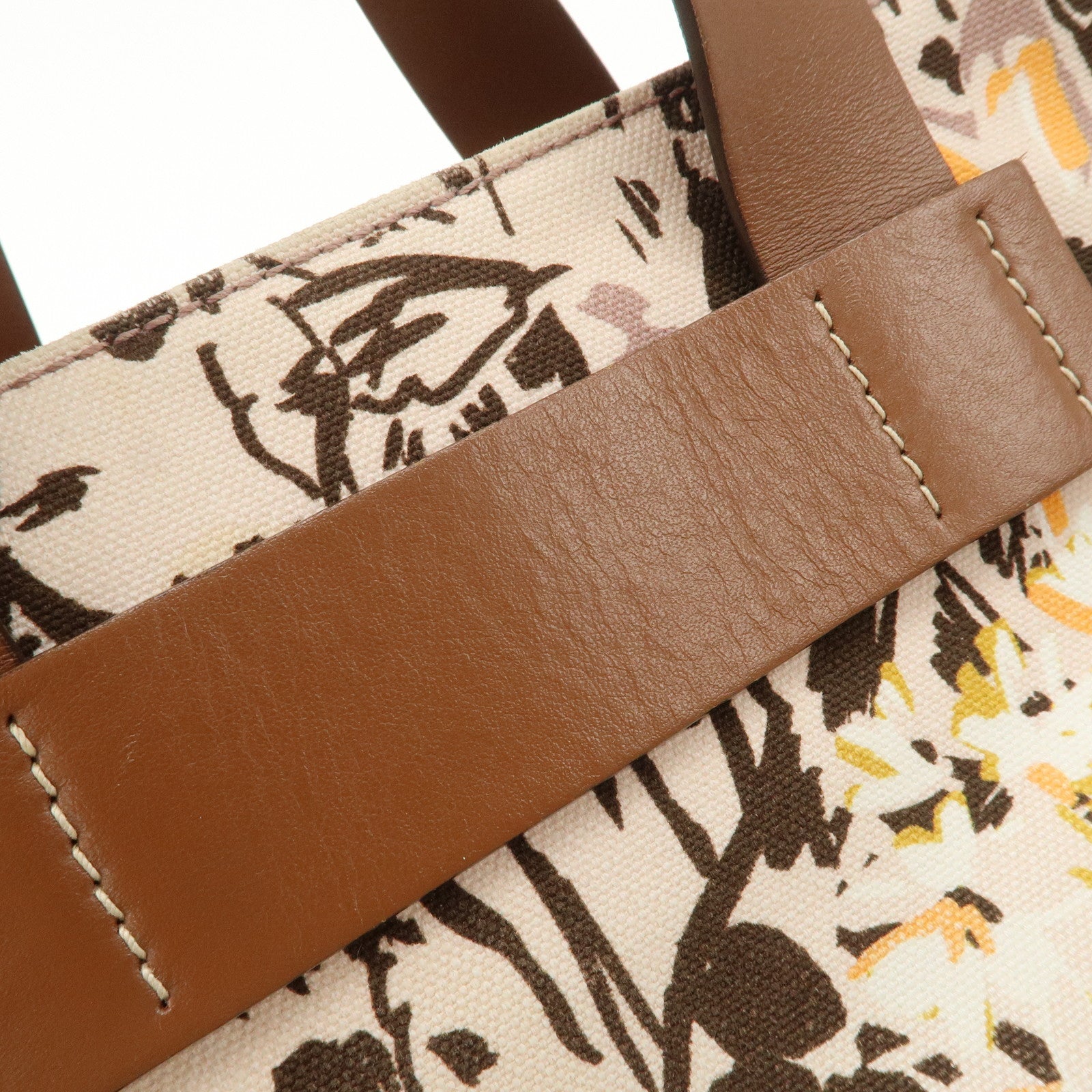 MIU MIU Leather Canvas 2Way Hand Bag Tote Bag Brown Pink 5BA085 Used