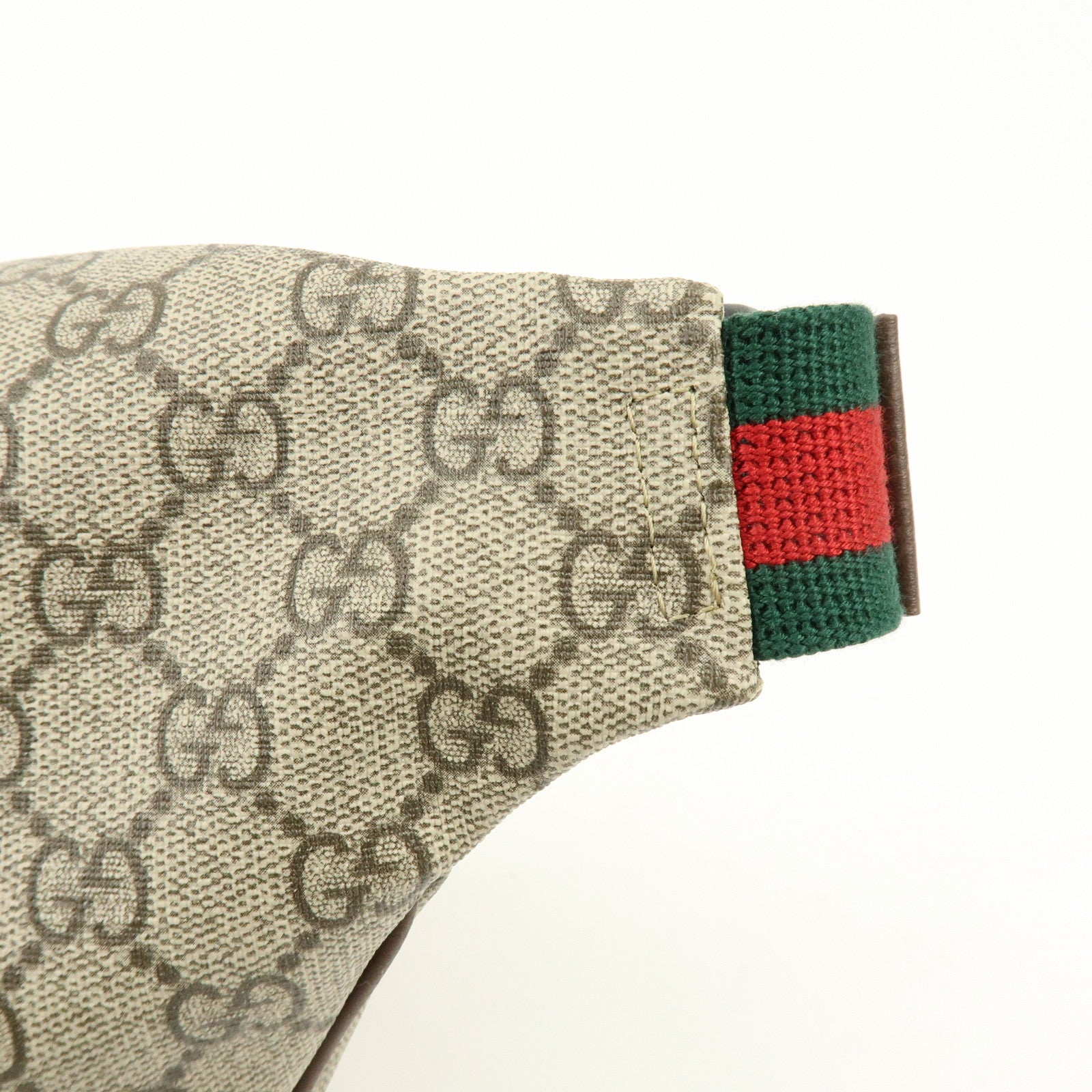 GUCCI Sherry GG Supreme Canvas Leather Waist Bag Gray Brown 529711