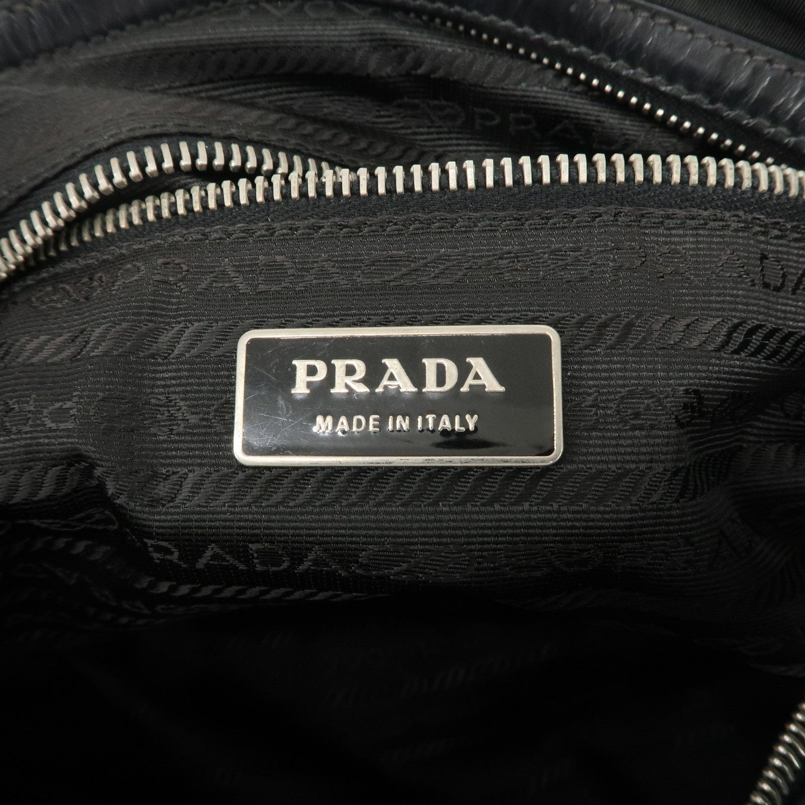 PRADA Logo Nylon Leather Shoulder Bag Hand Bag Black BR3287