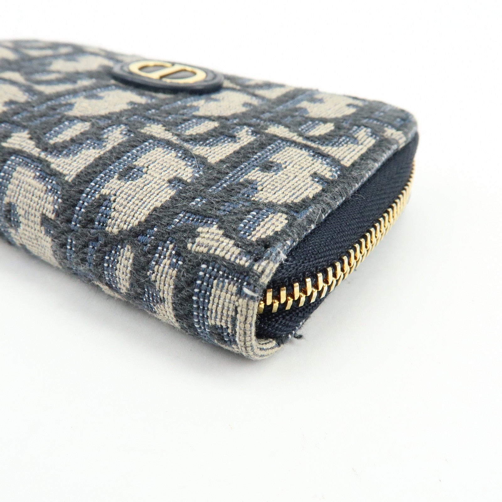 Christian Dior Oblique 30 Montaigne Jacquard Canvas Coin Case Navy