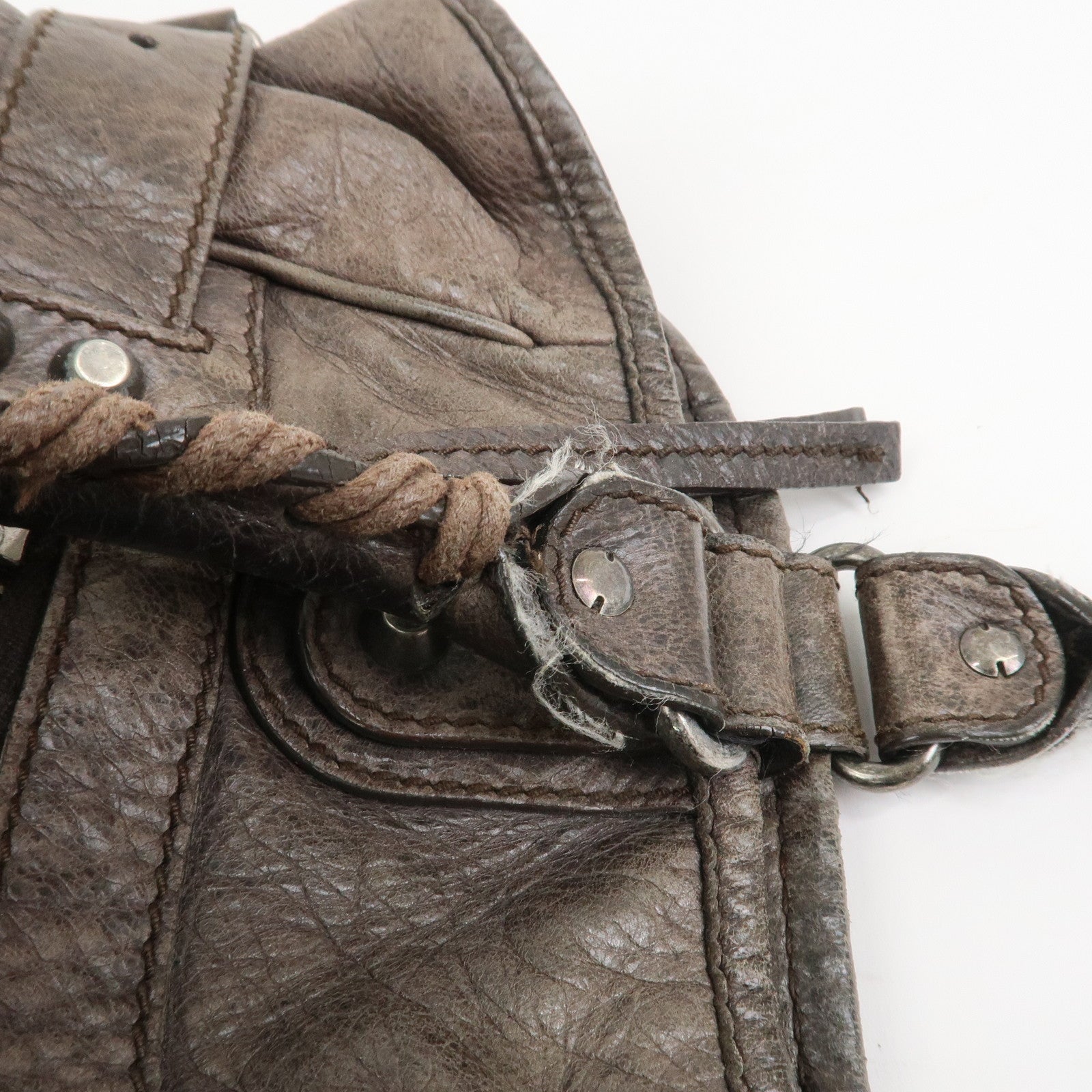 BALENCIAGA Rivacity Paper Bag Leather Tote Bag Brown 236084