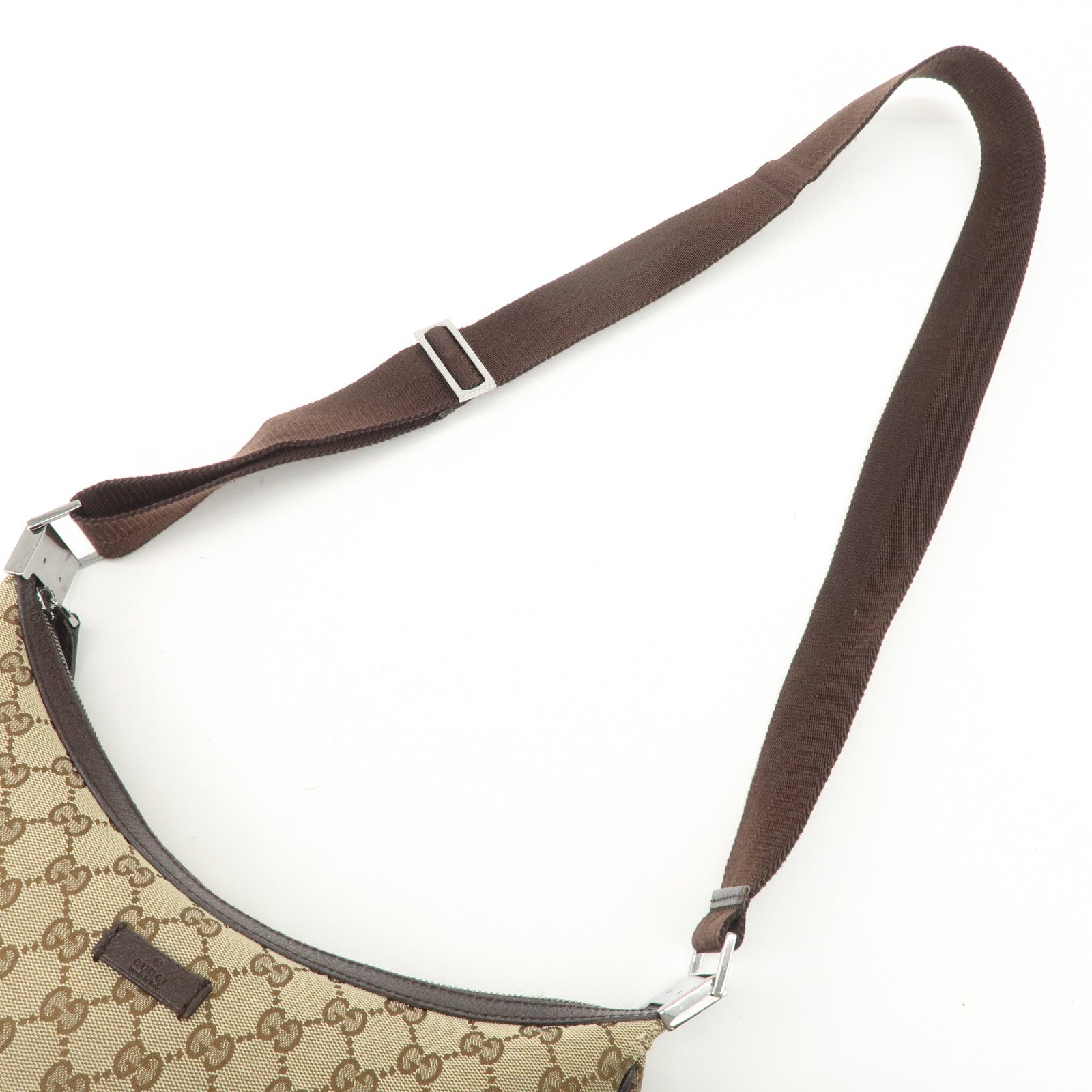 GUCCI GG Canvas Leather Shoulder Bag Beige Brown 122790