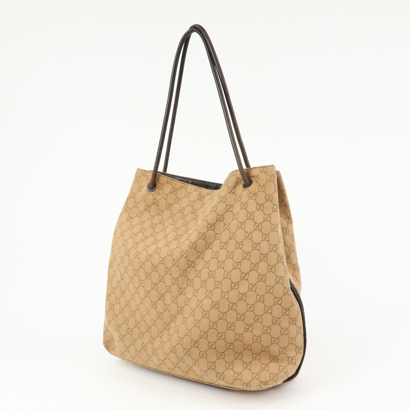 GUCCI GG Denim Leather Tote Bag Shoulder Bag Brown Beige 101340