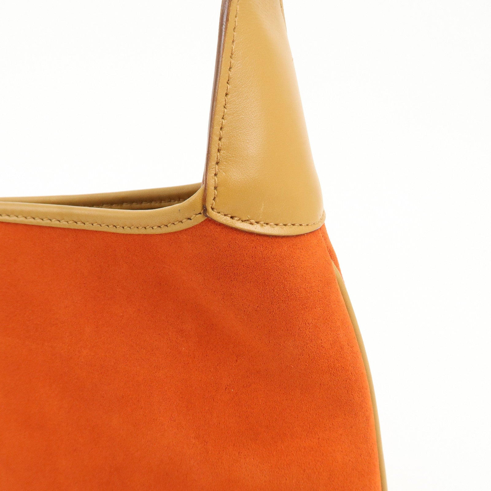 GUCCI Bamboo Suede Leather Shoulder Bag Orange 001・4060・002058