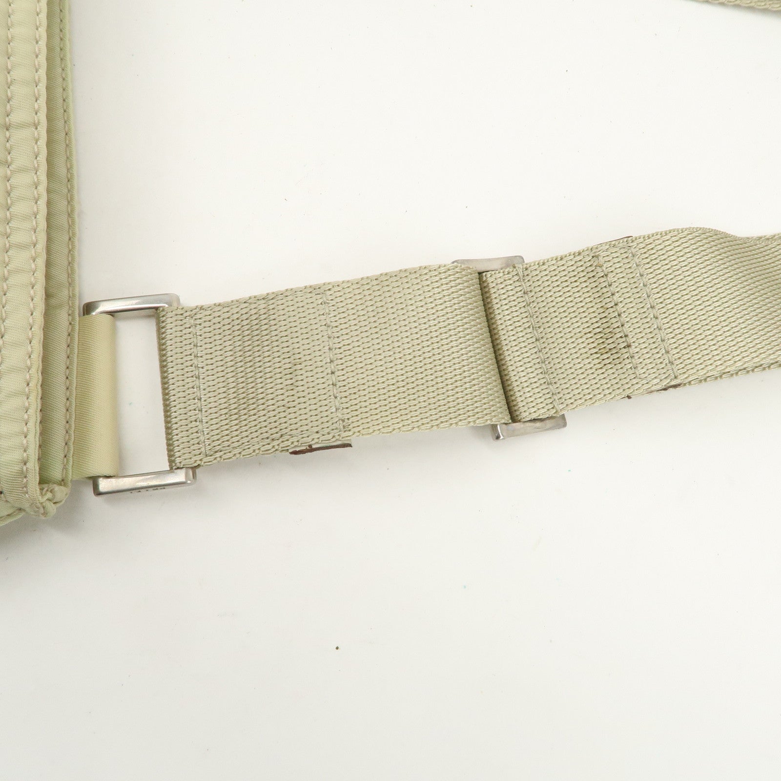 PRADA Triangle Logo Nylon Shoulder Bag Crossbody Bag Beige B7372 Used