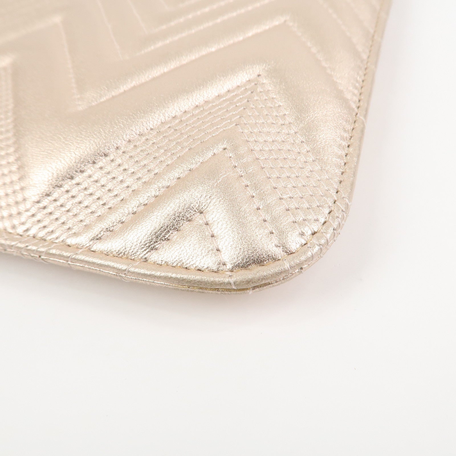 CHANEL Lambskin Clutch Bag Pouch Champane Pink