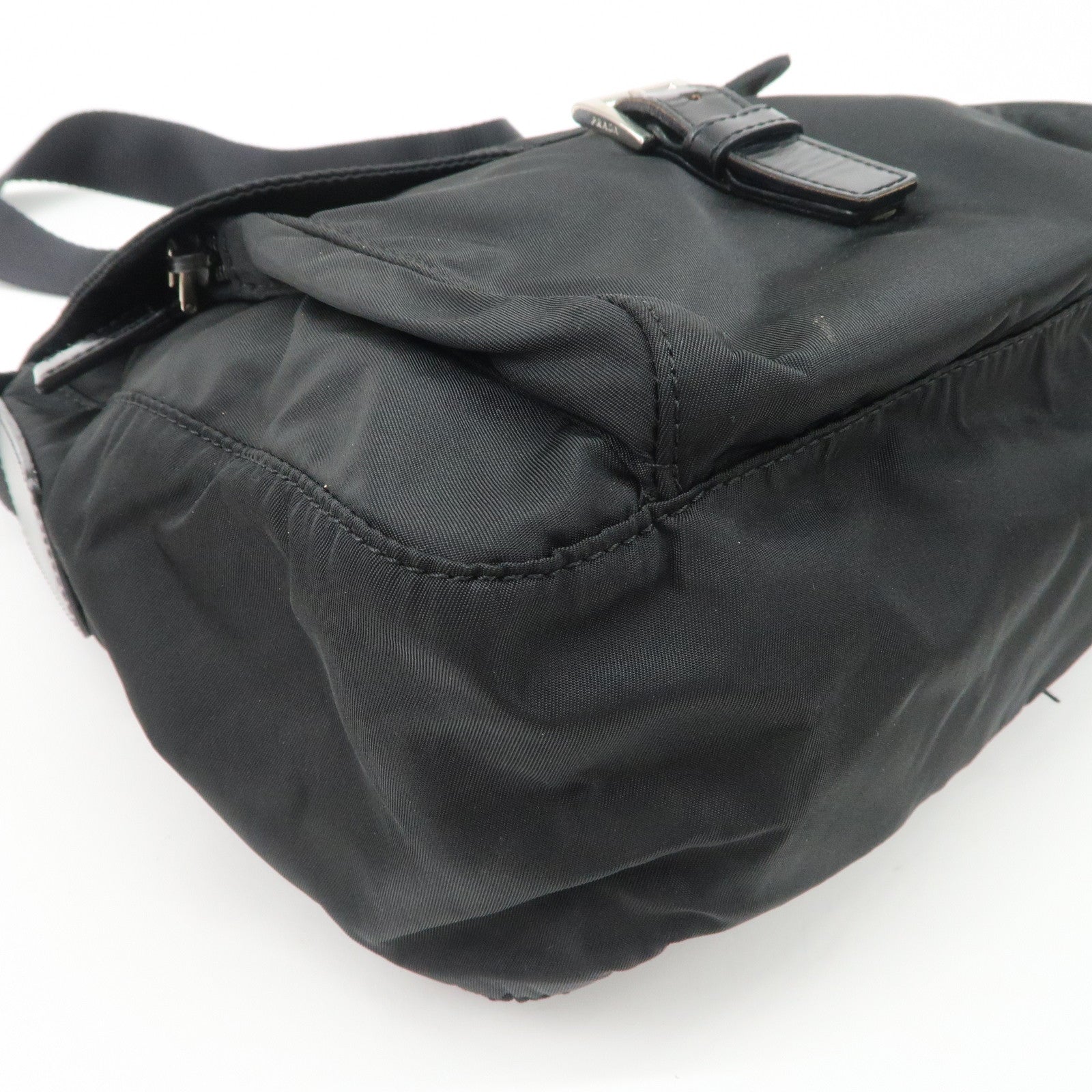 PRADA Triangle Logo Nylon Shoulder Bag Crossbody Bag Black