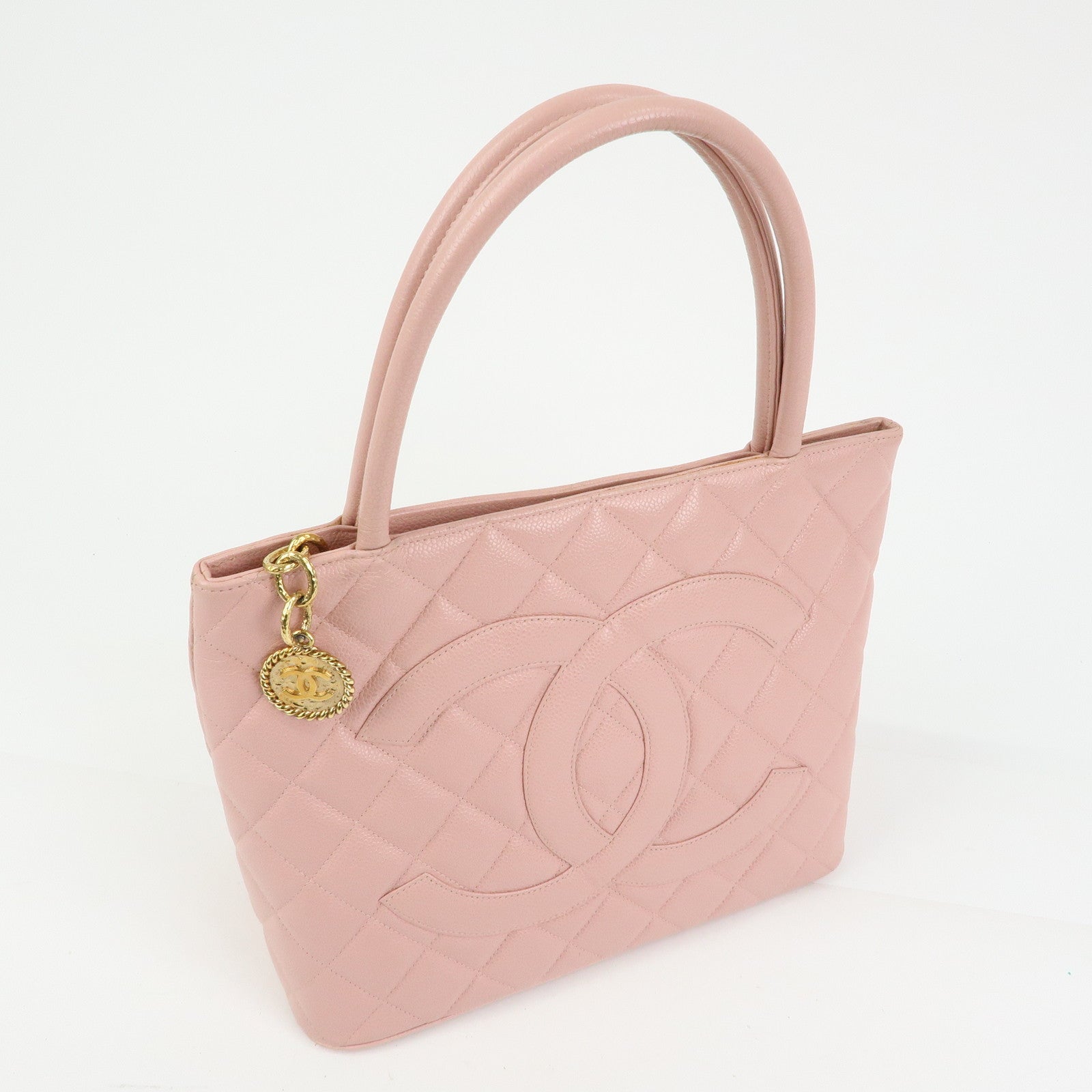CHANEL Matelasse COCO Mark Medallion Tote Bag Hand Bag Pink A01804