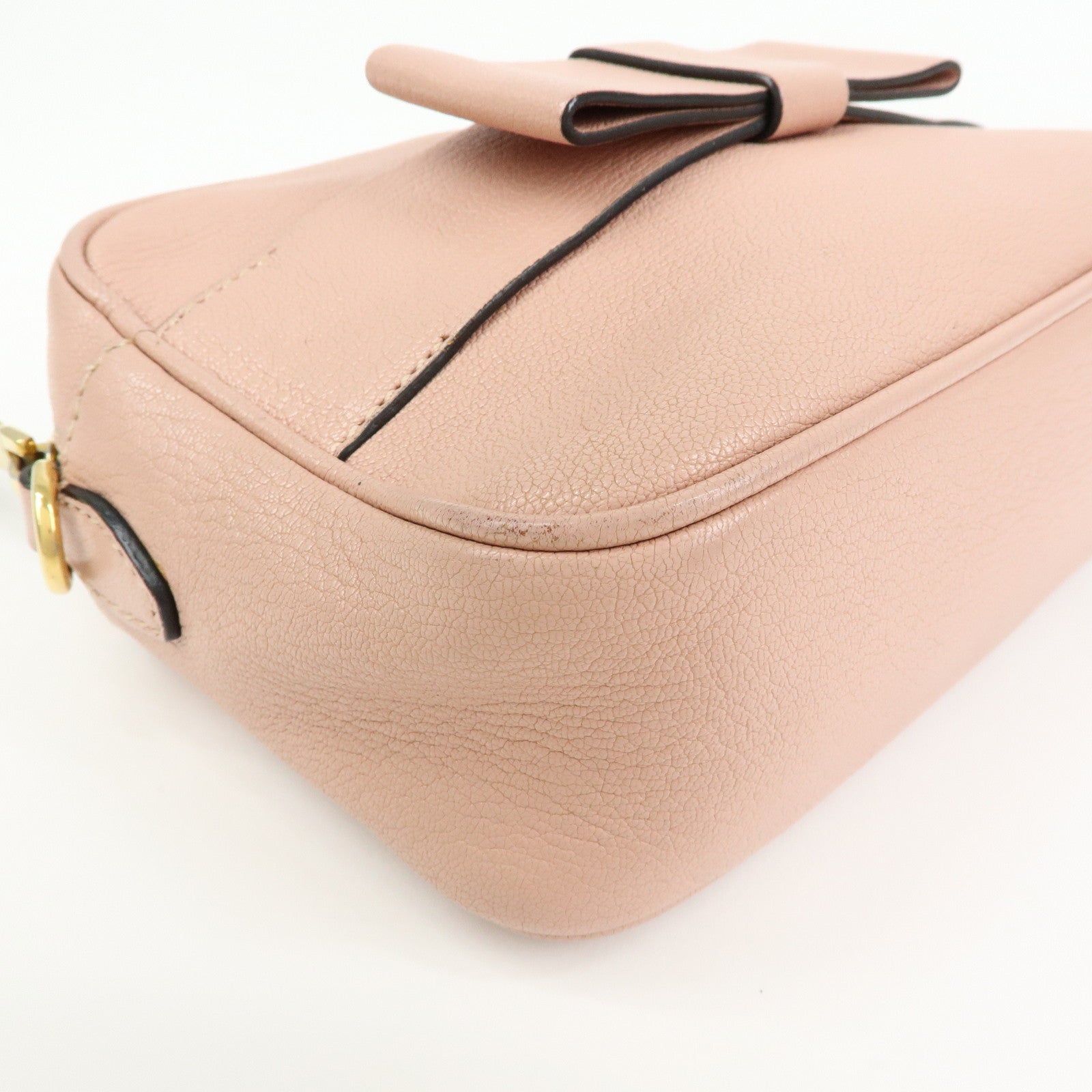 MIU MIU Leather Ribbon Shoulder Bag Crossbody Pink