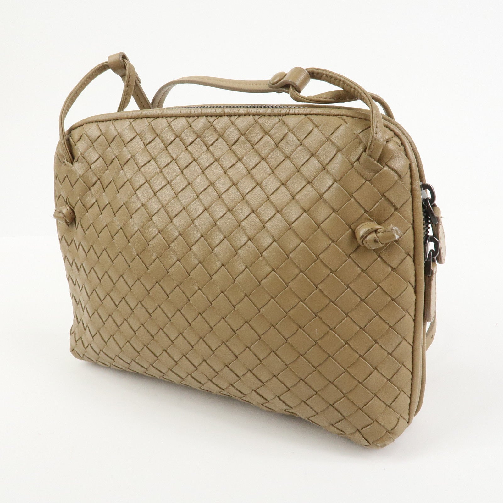 BOTTEGA VENETA Intrecciato Leather Shoulder Bag Light Brown