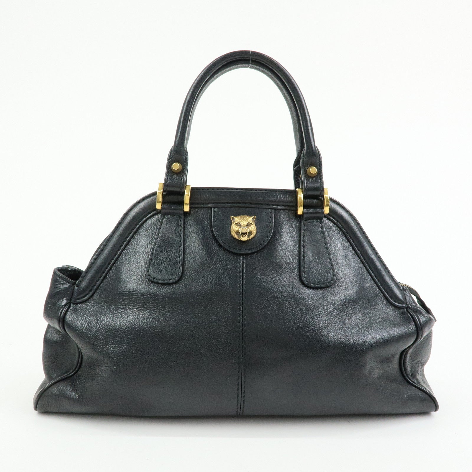 GUCCI GG Marmont Tiger Head Leather 2Way Bag Hand Bag Black 516459