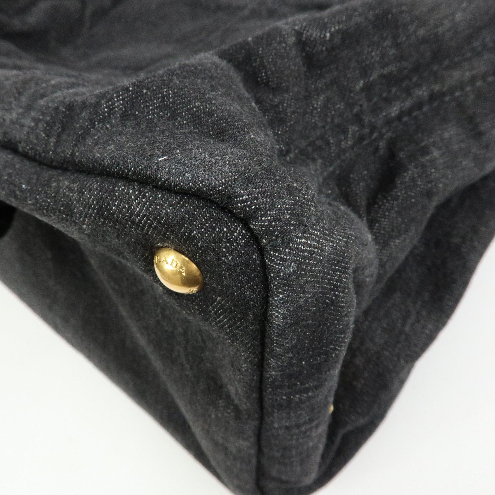 PRADA Triangle Logo Canapa Canvas 2Way Tote Hand Bag Black BN2642