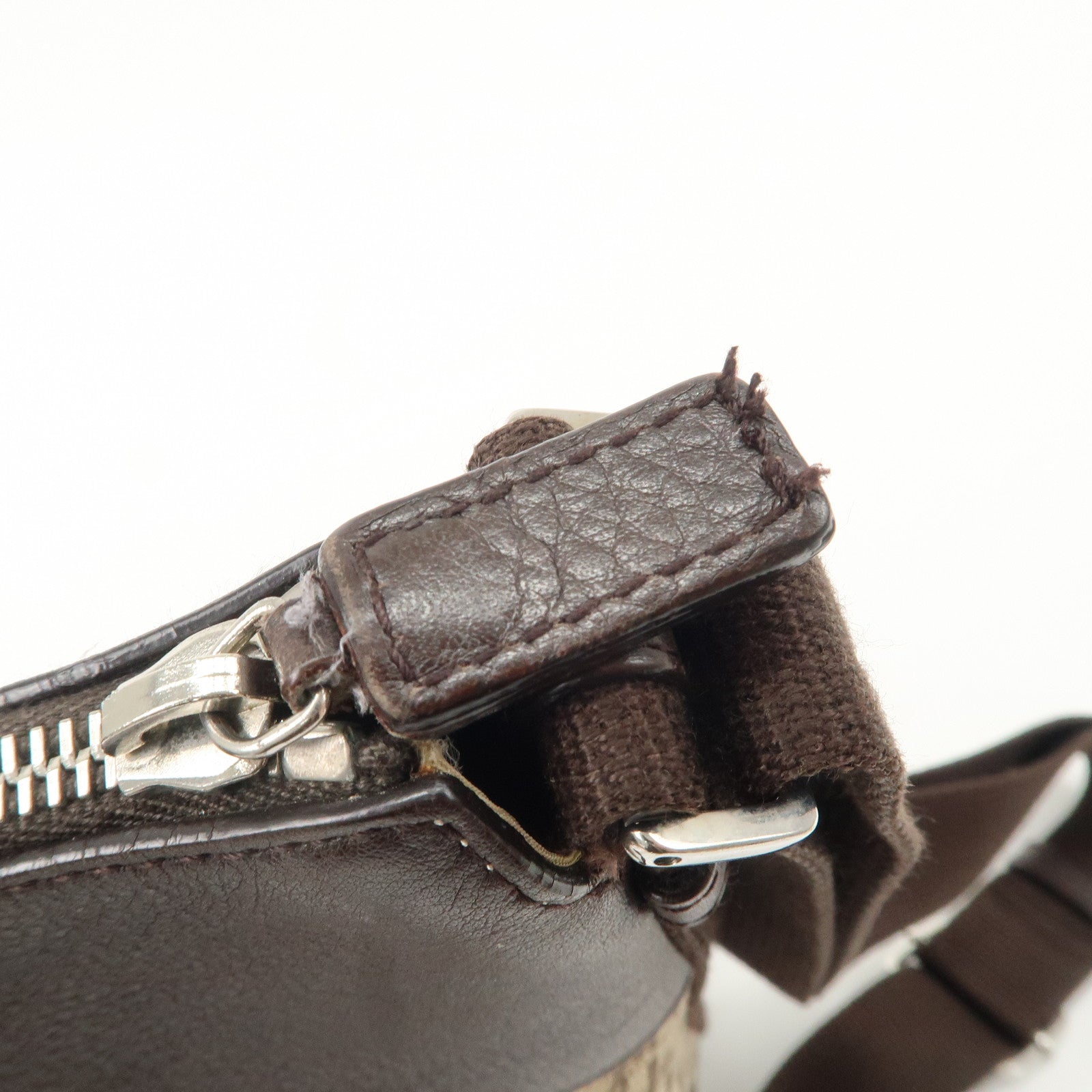 Christian Dior Trotter Canvas Leather Shoulder Bag Beige Brown Used