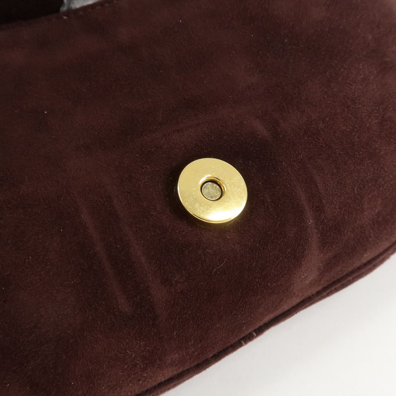 FENDI Suede Leather Shoulder Bag Dark Brown 26424 Used