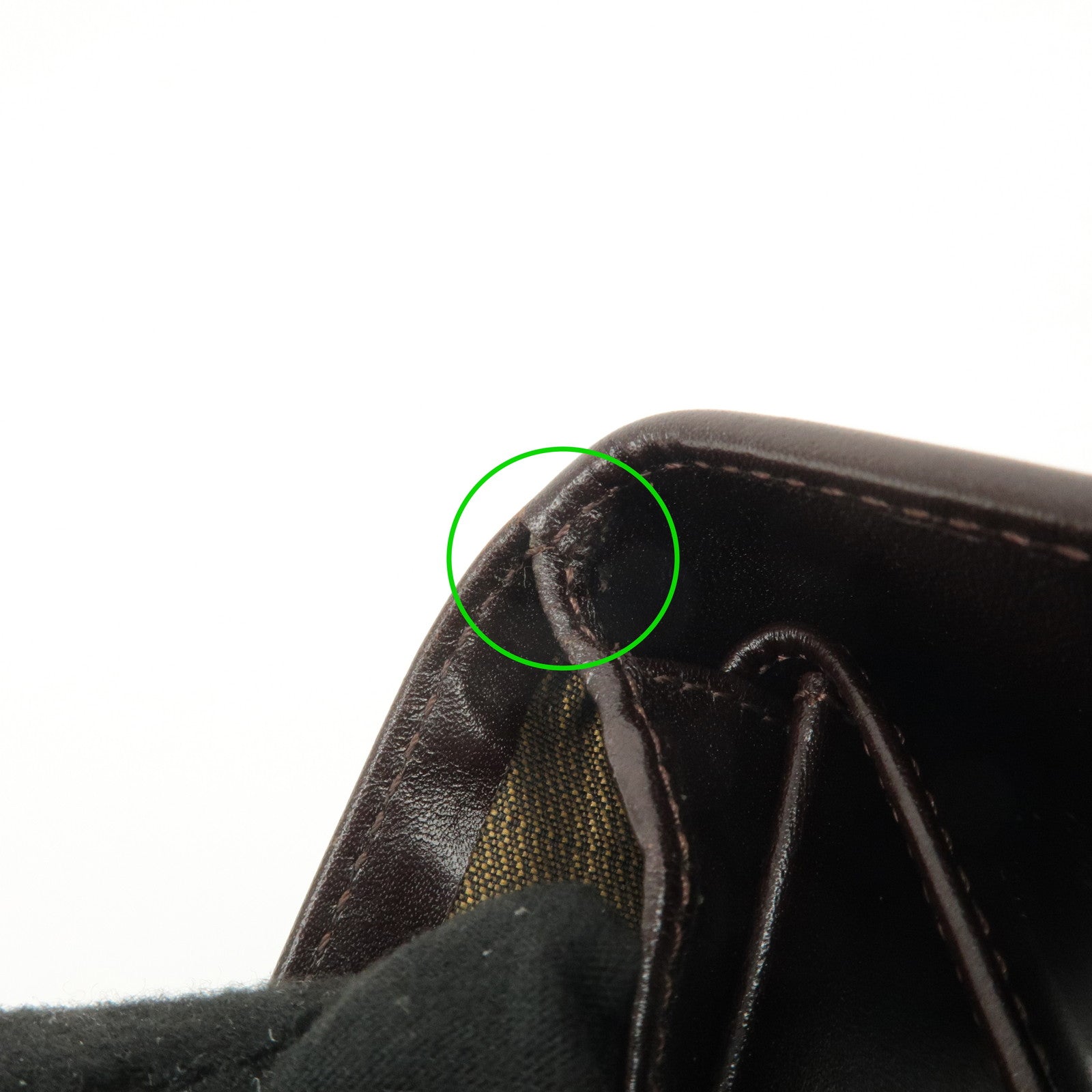 FENDI Zucca Canvas Leather Hook Tri-fold Wallet Brown 30729 Used