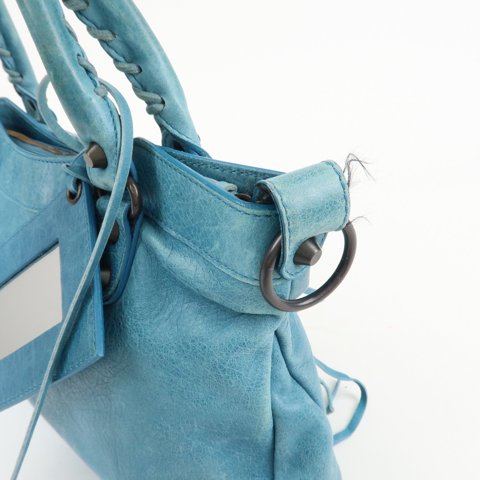 BALENCIAGA The First Leather 2Way Shoulder Bag Hand Bag Blue Used
