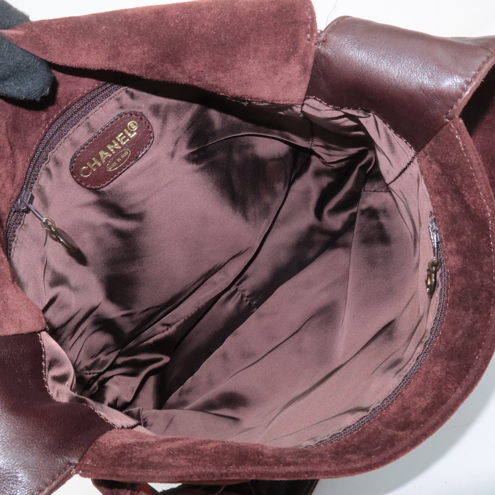 CHANEL COCO Mark Suede Leather Fringe Shoulder Bag Brown Used