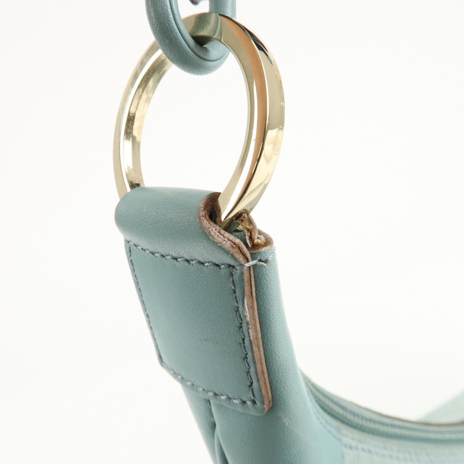 GUCCI Suede Leather Shoulder Bag Hand Bag Light Blue 001.4158 Used