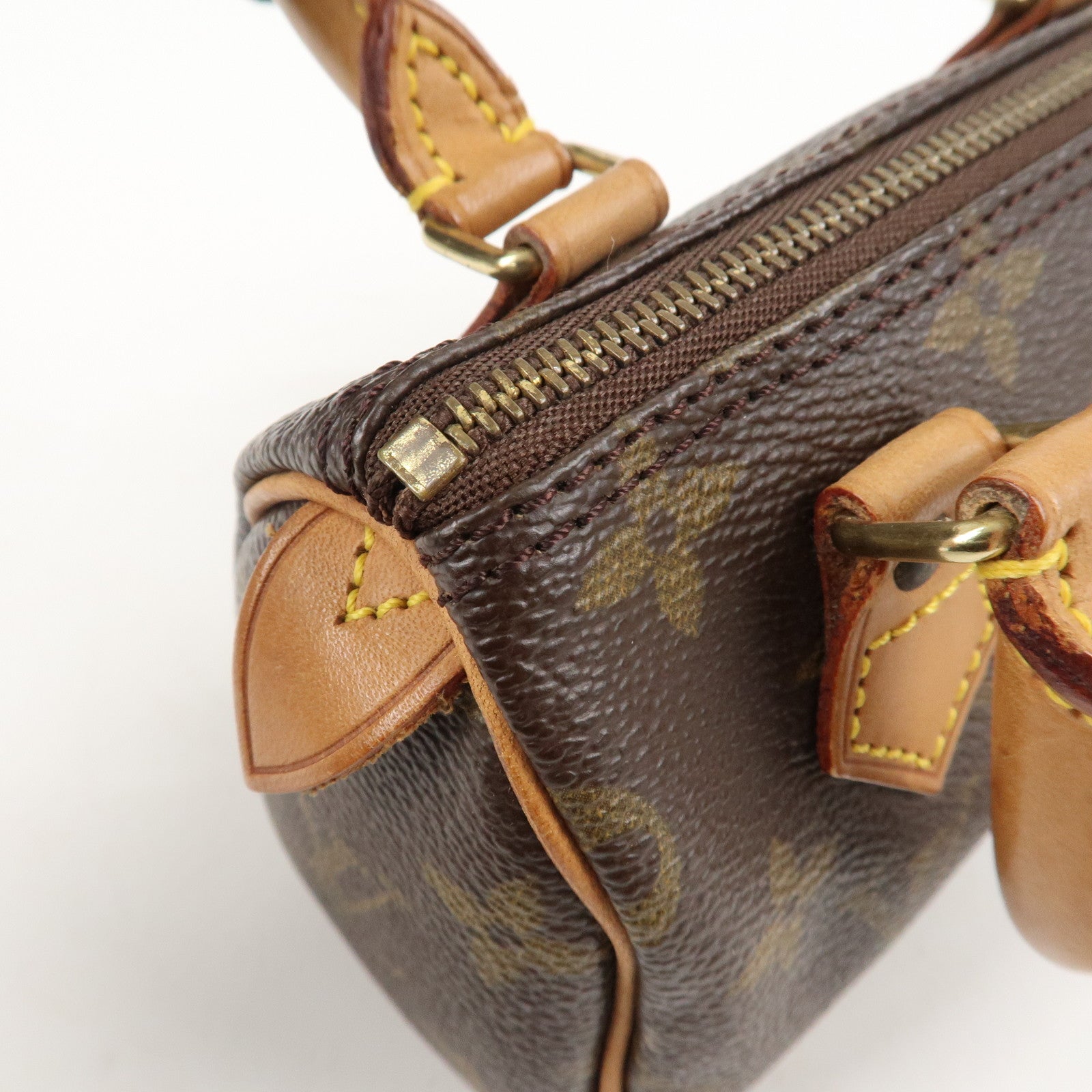 Louis Vuitton Monogram Mini Speedy Hand Bag Brown M41534 Used