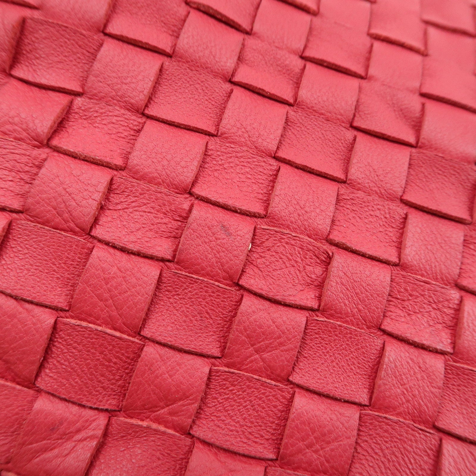 BOTTEGA VENETA Intrecciato Leather Shoulder Bag Red 115654 Used