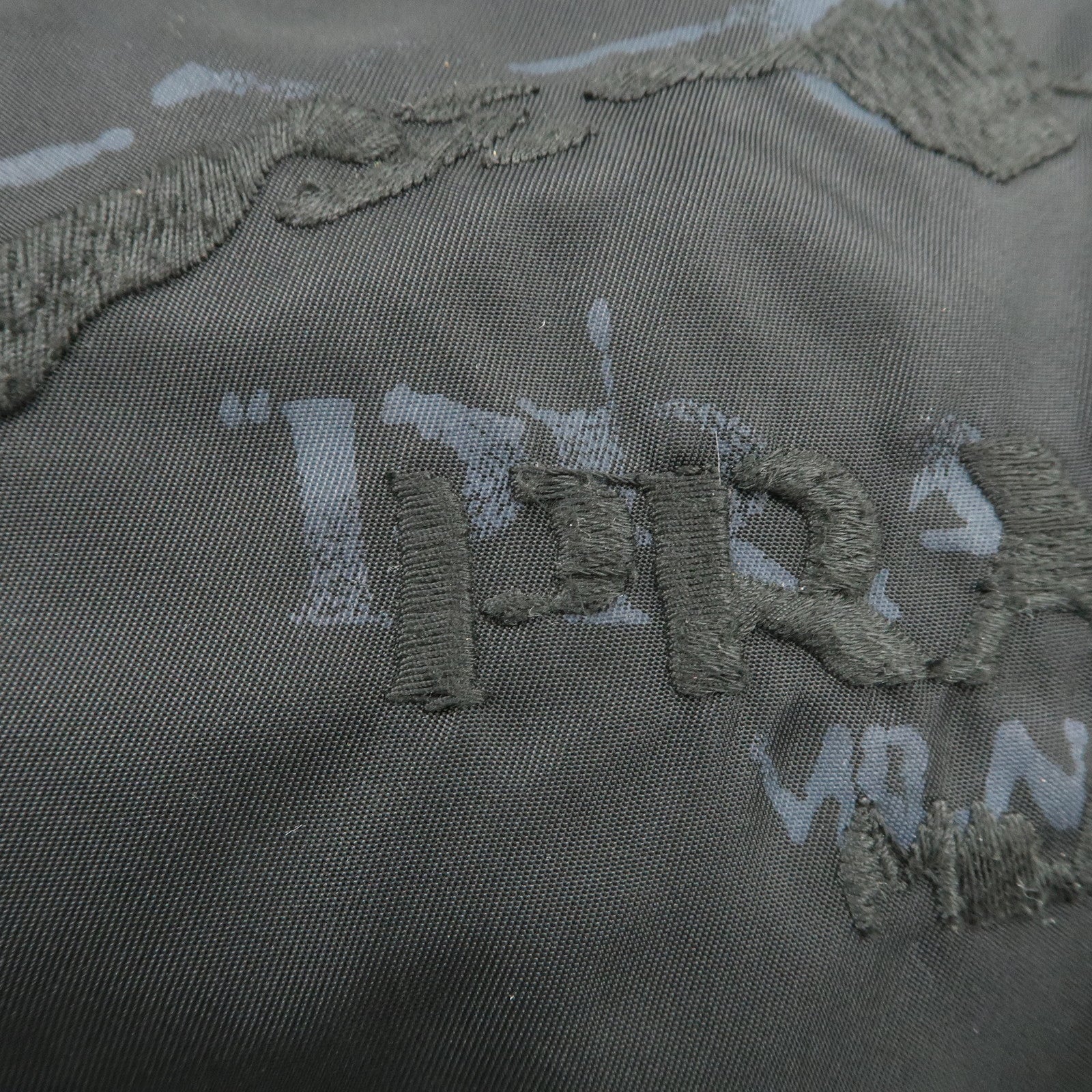 PRADA Nylon Leather Embroidery Shoulder Bag Hand Bag Black Used