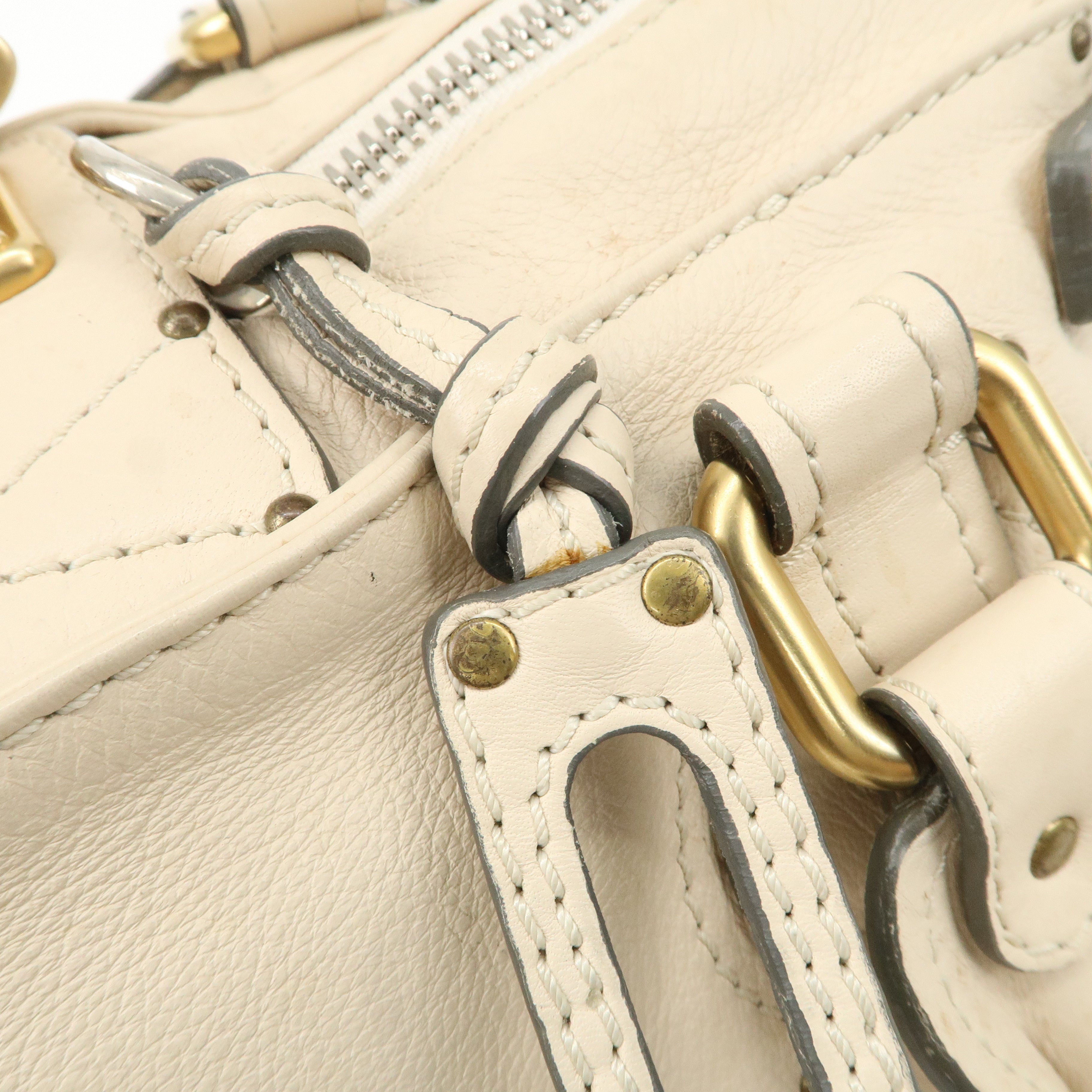 Chloe Paddington Leather Shoulder Bag Hand Bag Ivory Used