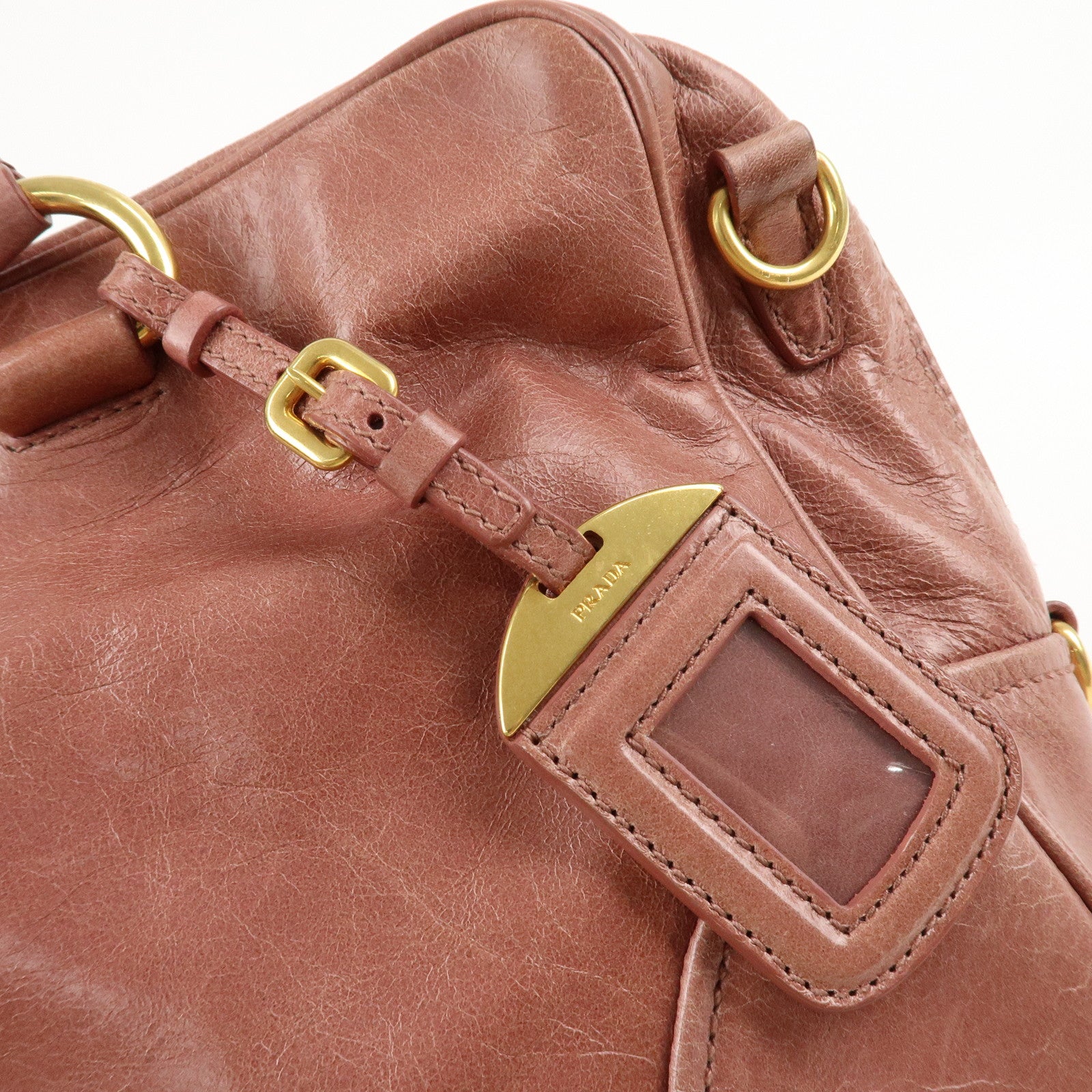 PRADA Leather 2Way Hand Bag Shoulder Bag Pink BL0821 Used