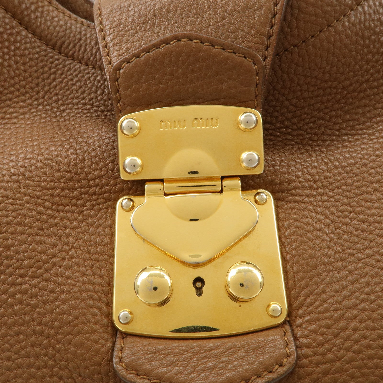 MIU MIU Leather 2WAY Bag Shoulder Bag Brown Used