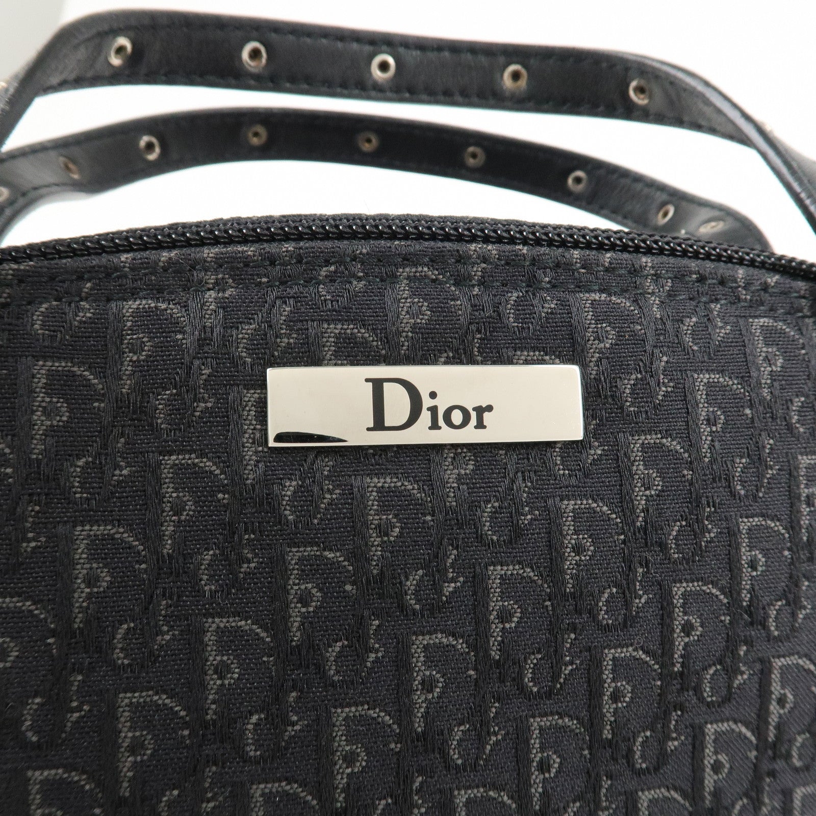 Christian Dior Trotter Canvas Leather Shoulder Bag Hand Bag Black Used
