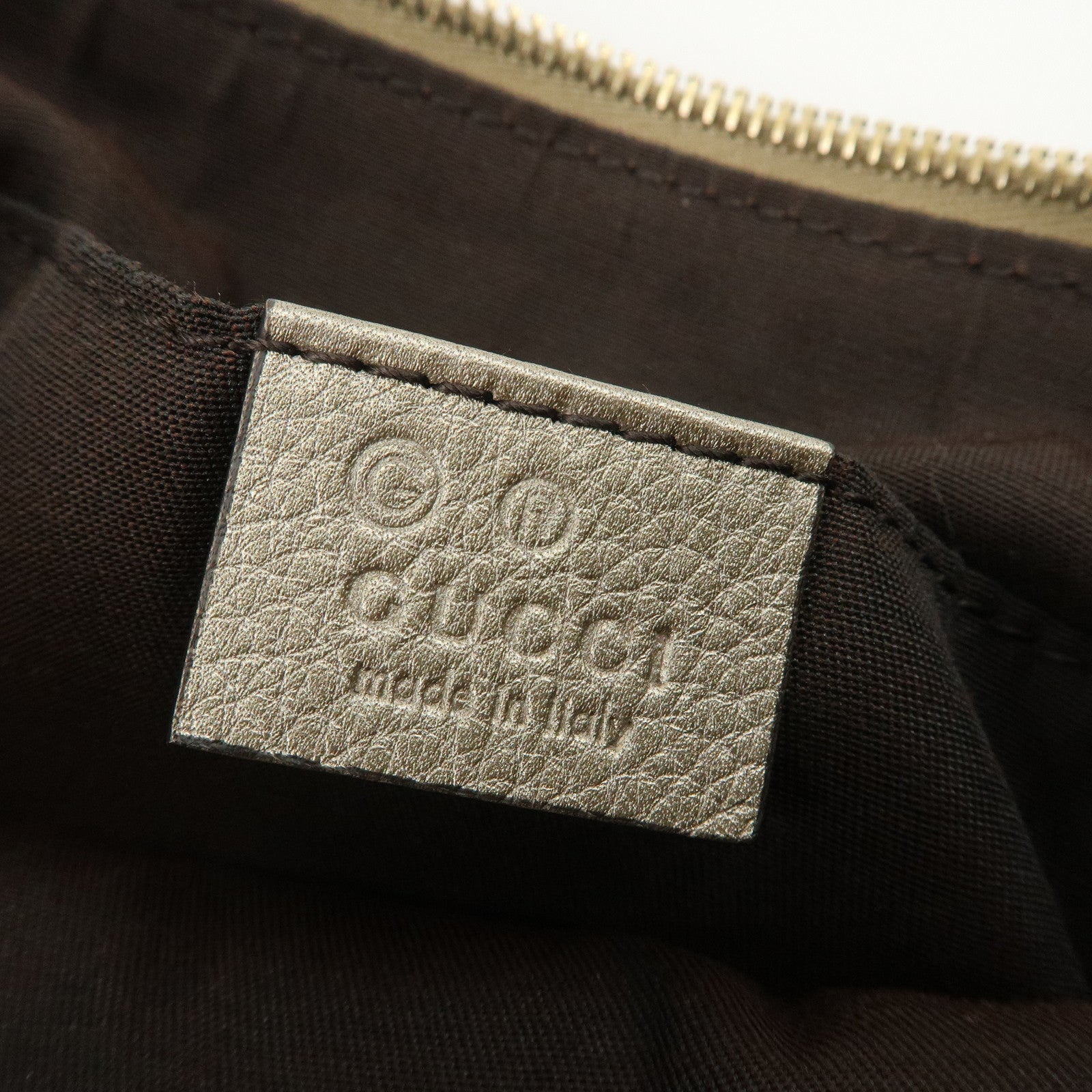 GUCCI Bamboo Leather Tassel Pouch Champaigne Beige 376854 Used