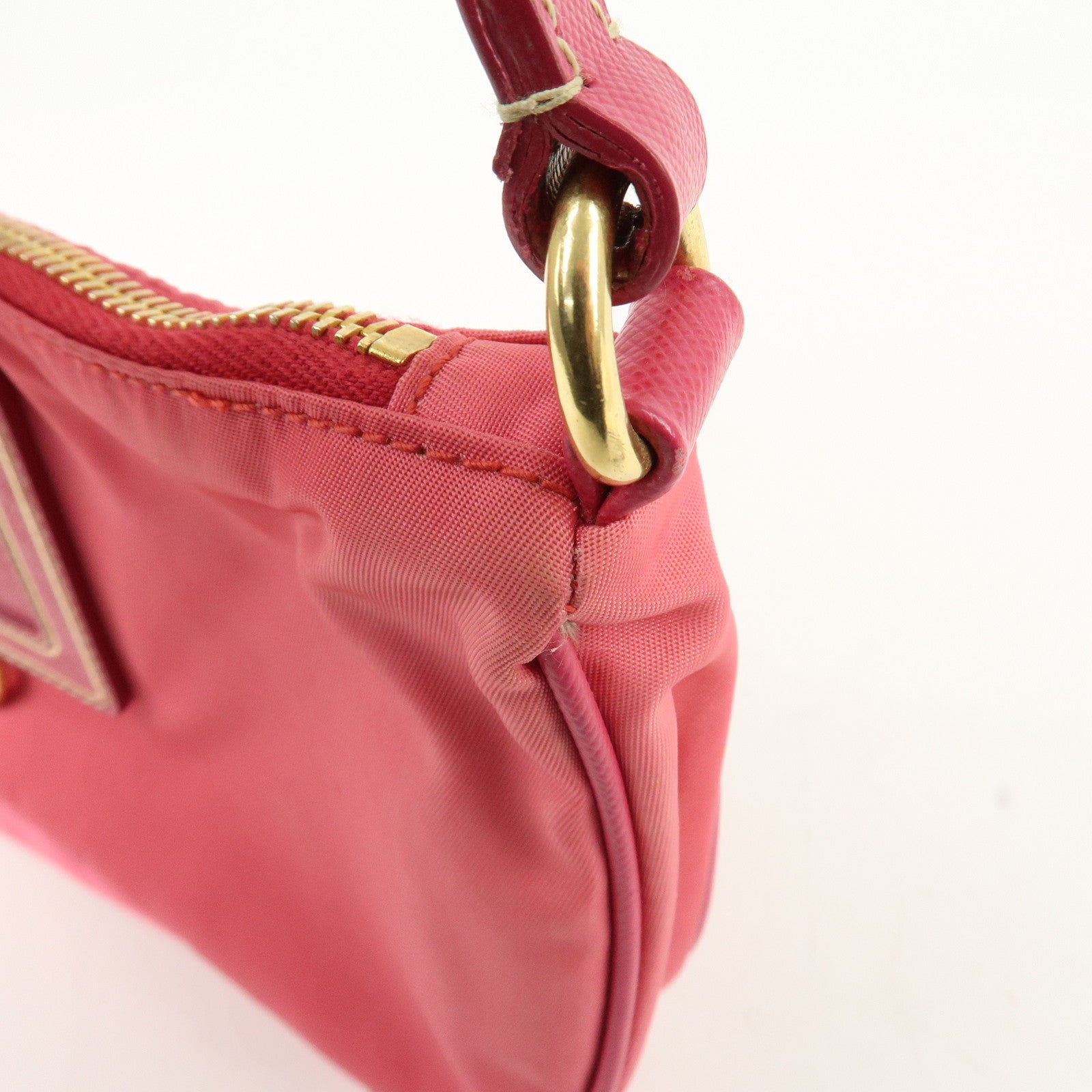 PRADA Nylon Saffiano Leather Shoulder Bag Hand Bag Pink Used