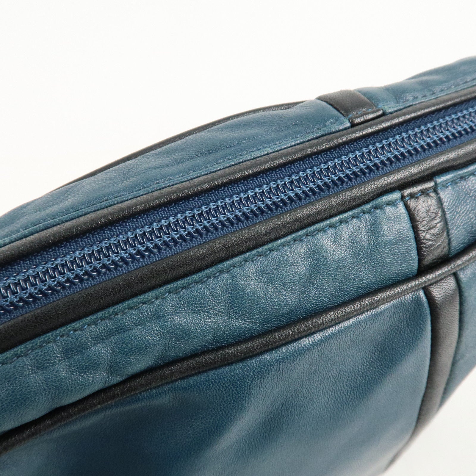 LOEWE Anagram Leather Shoulder Bag Blue Used