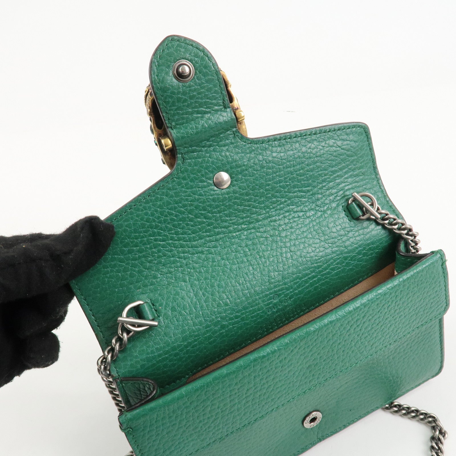 GUCCI Dionysus Leather Chain Shoulder Bag Green 476432 Used