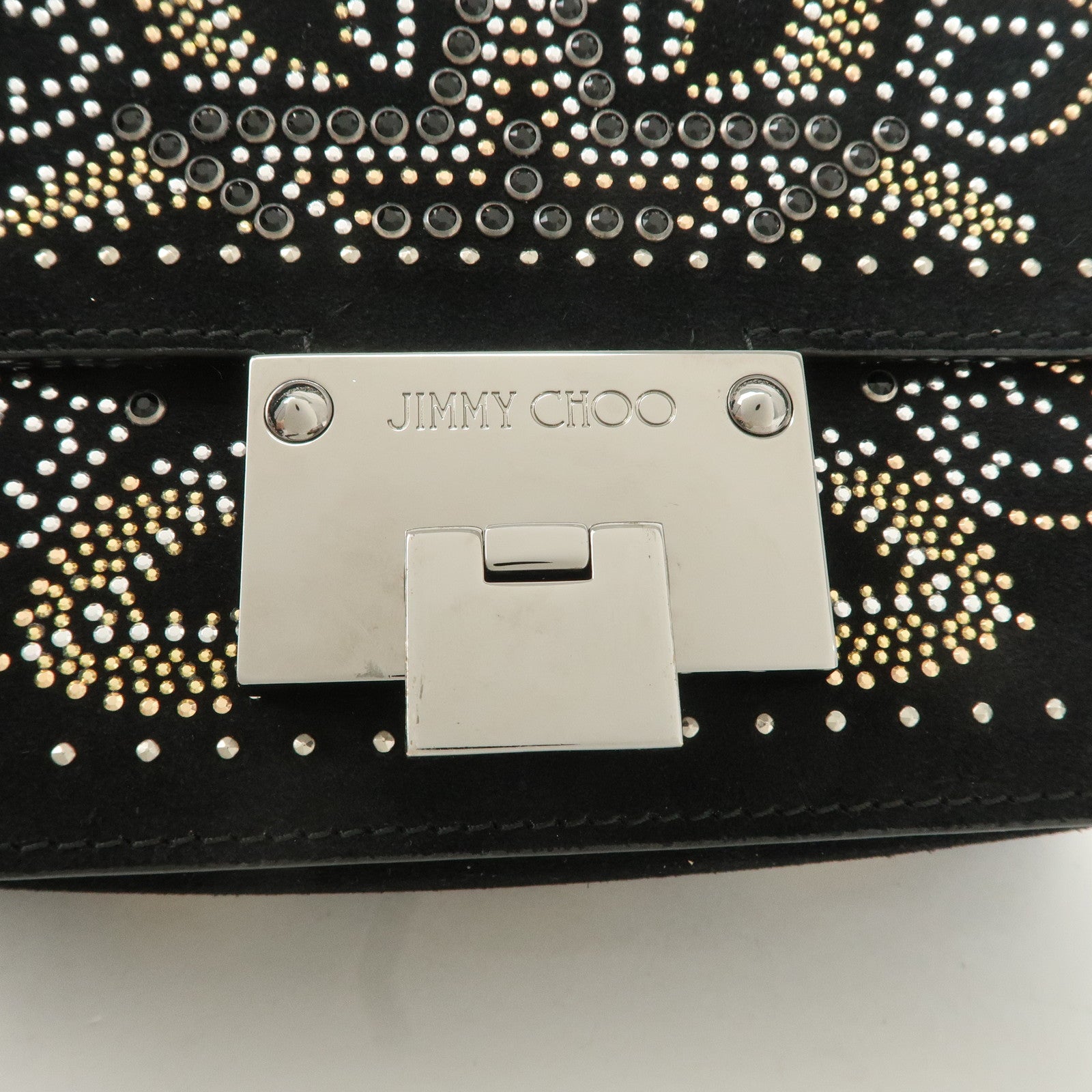 JIMMY CHOO Suede Leather Level Soft Mini Chain Shoulder Bag Used