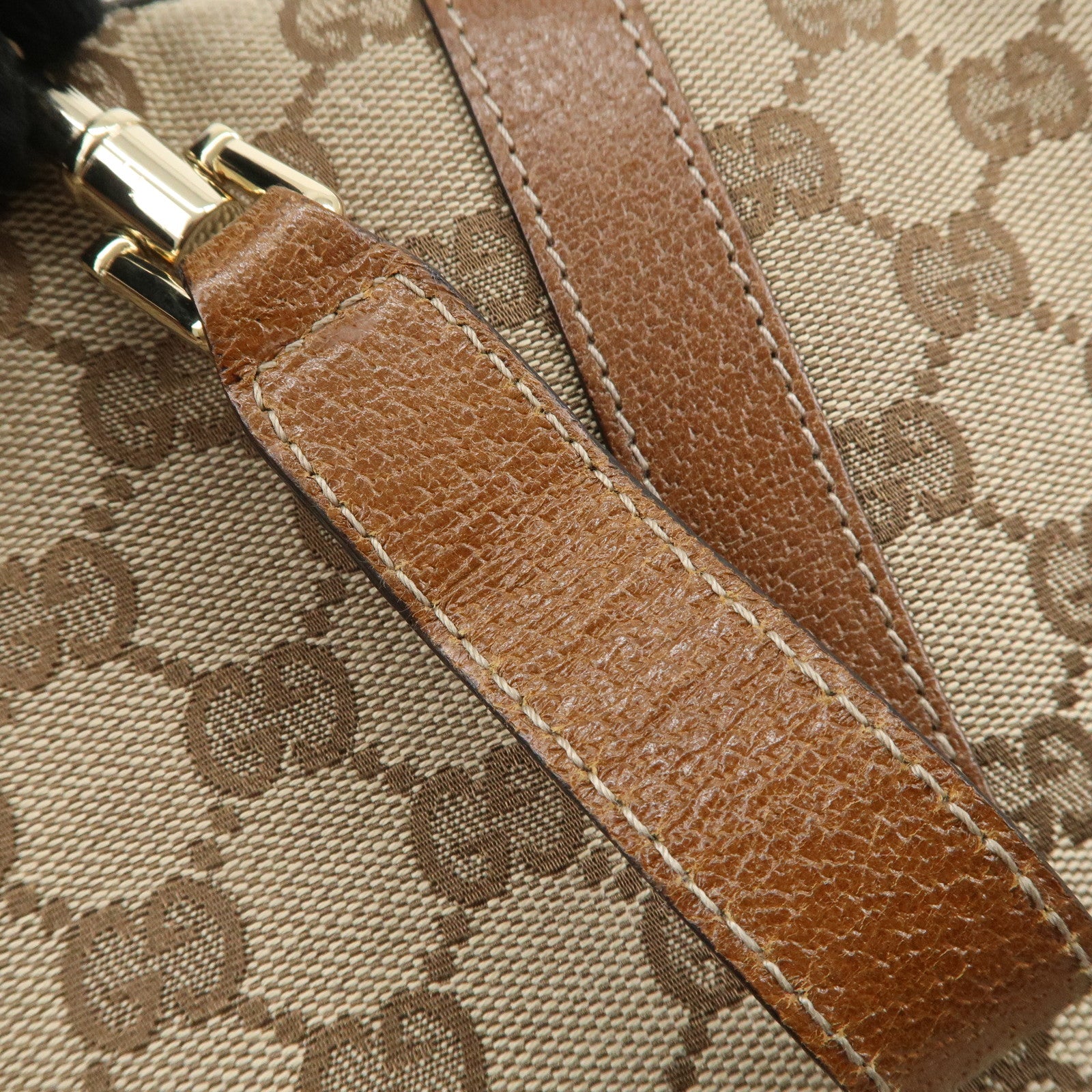 GUCCI New Jackie GG Canvas Leather Shoulder Bag Beige Brown 124407 Used